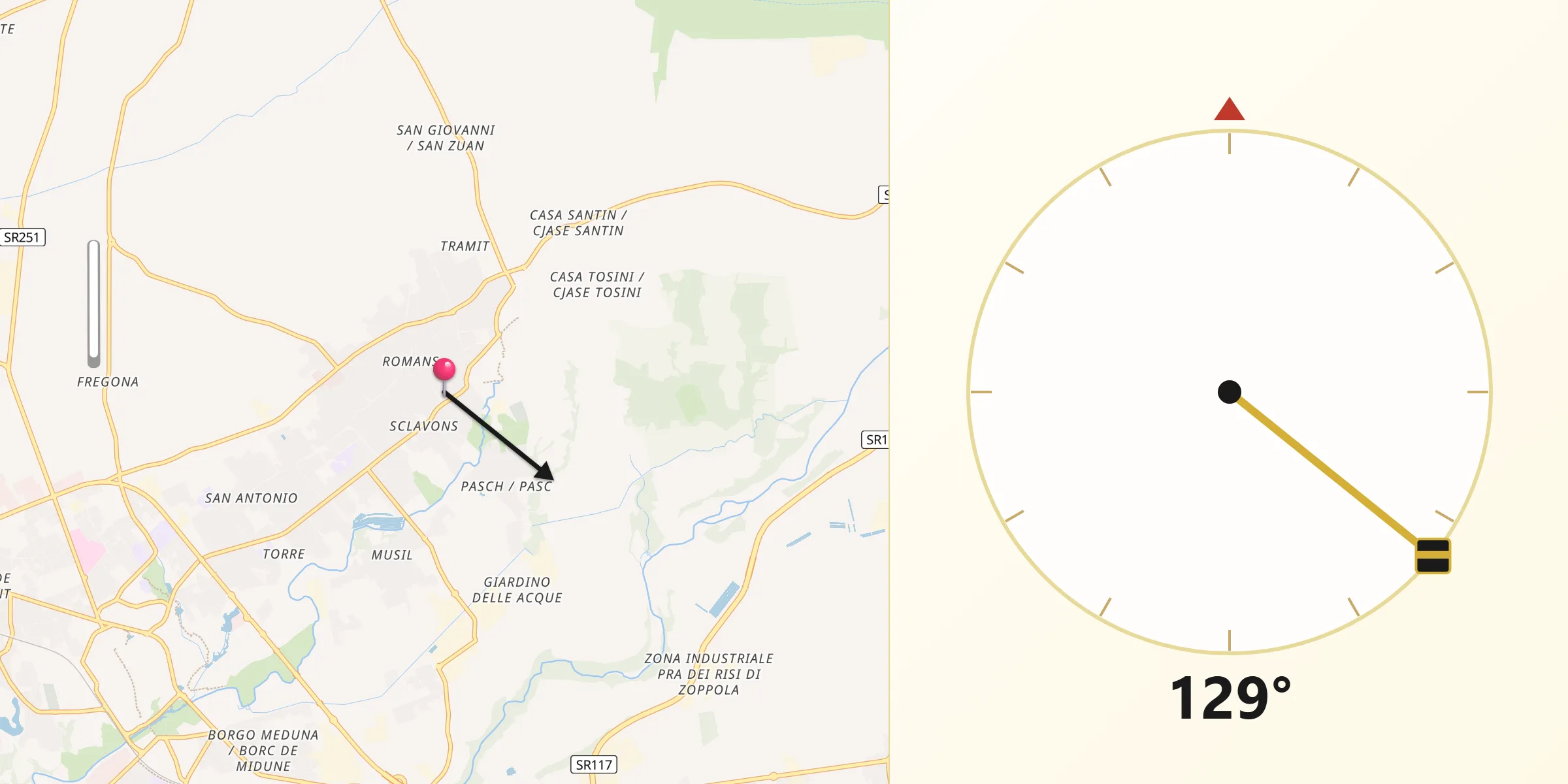 Direzione della Qibla da Cordenons