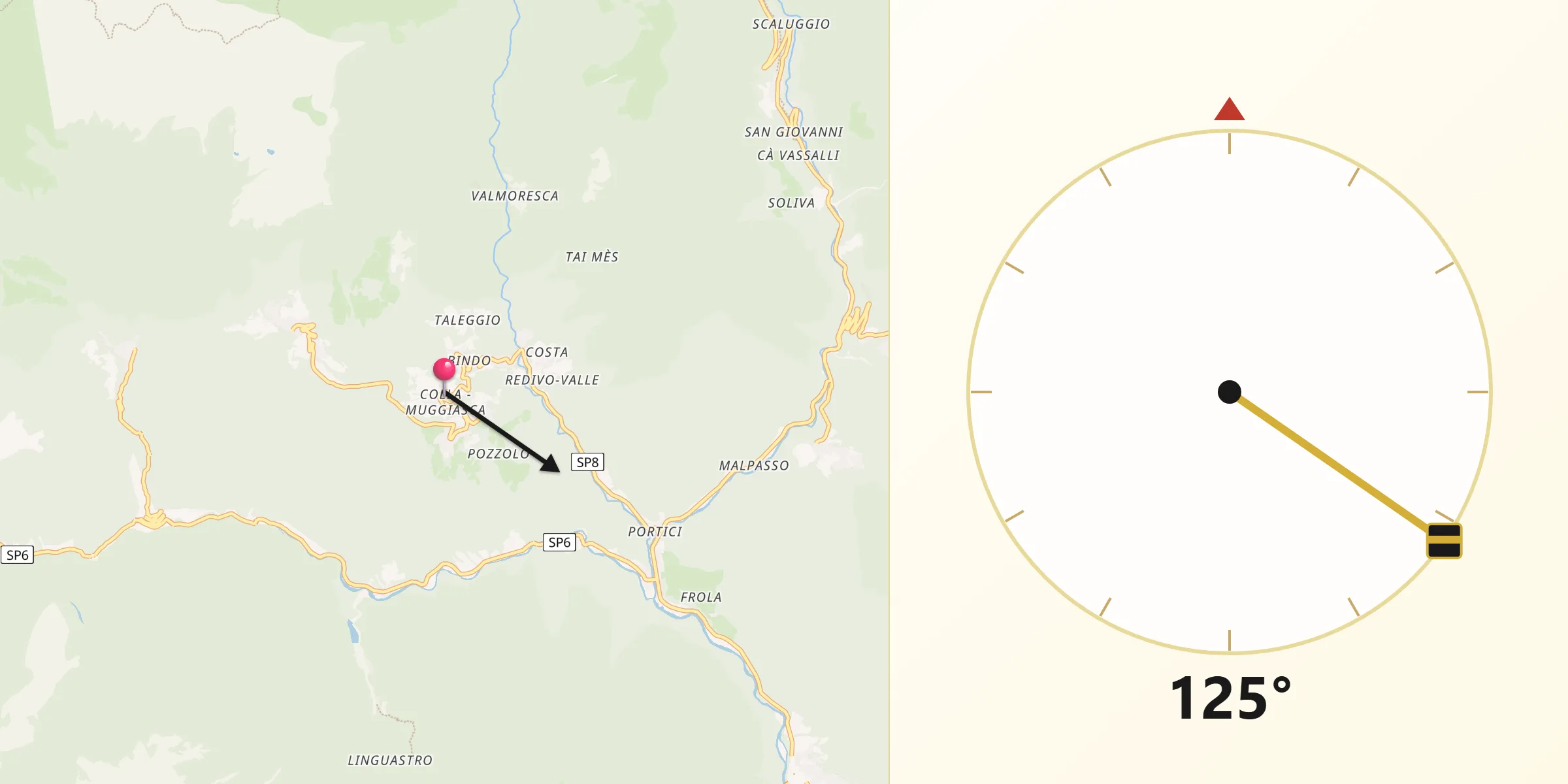Direzione della Qibla da Santa Brigida