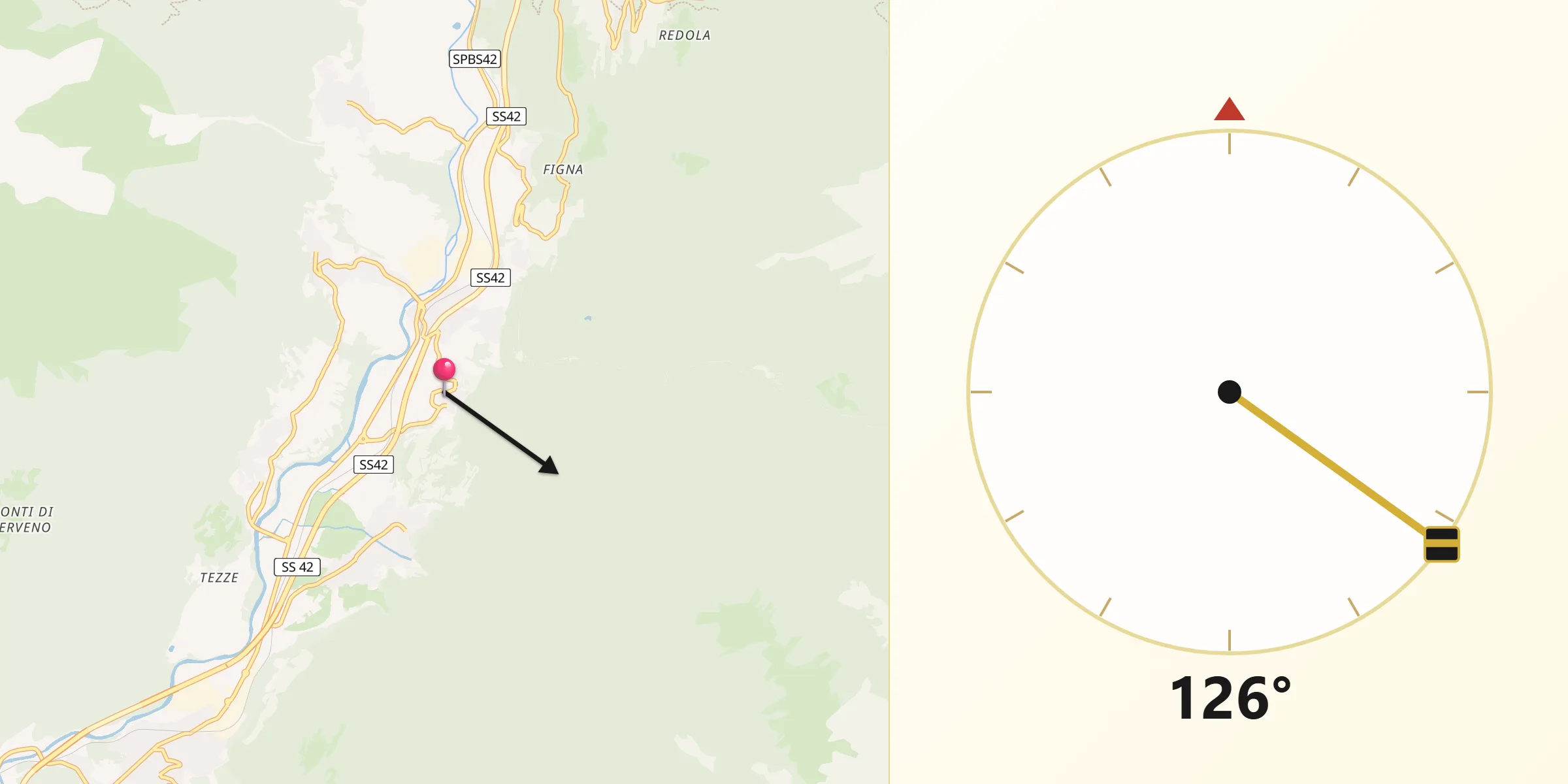 Direzione della Qibla da Braone