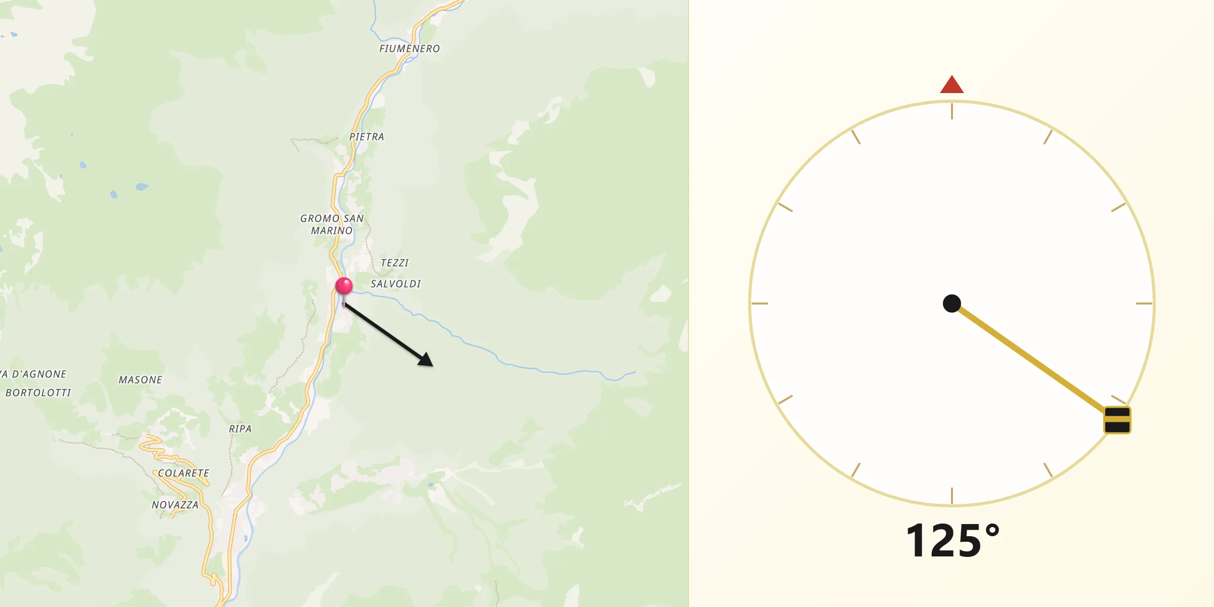 Direzione della Qibla da Gandellino