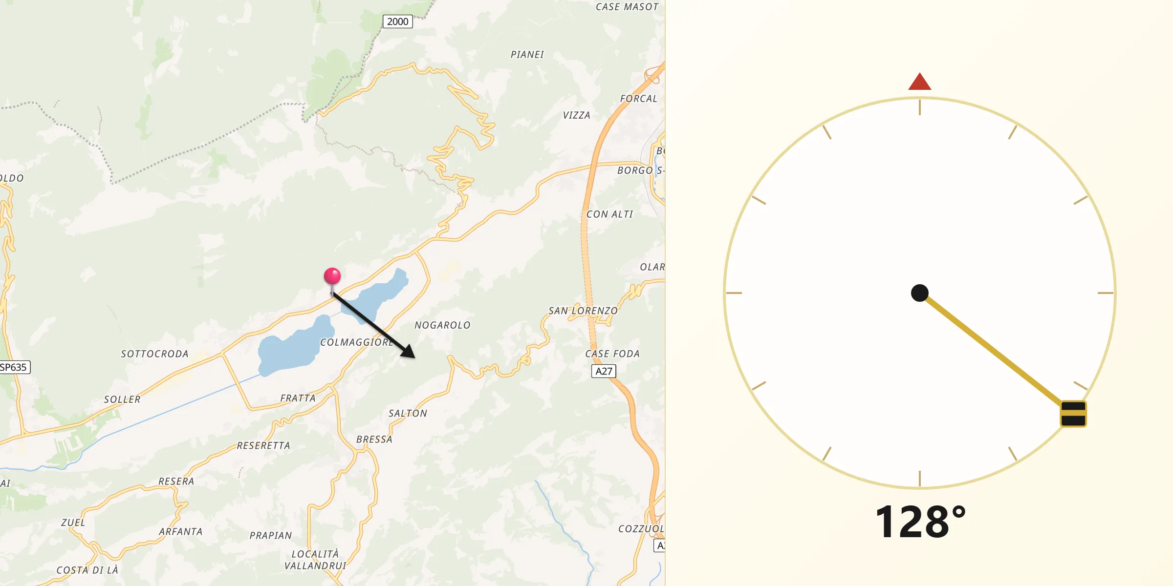 Direzione della Qibla da Santa Maria