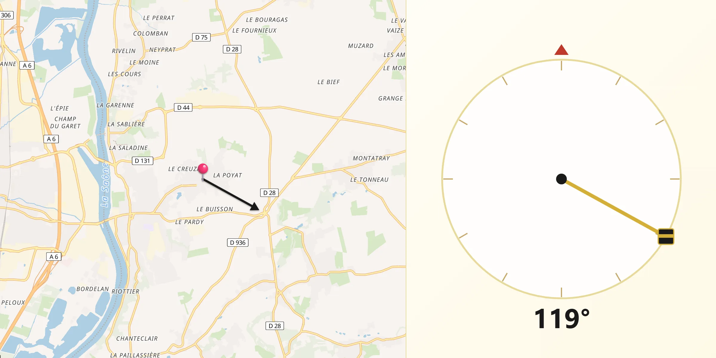 Direction vers la Qibla depuis Frans