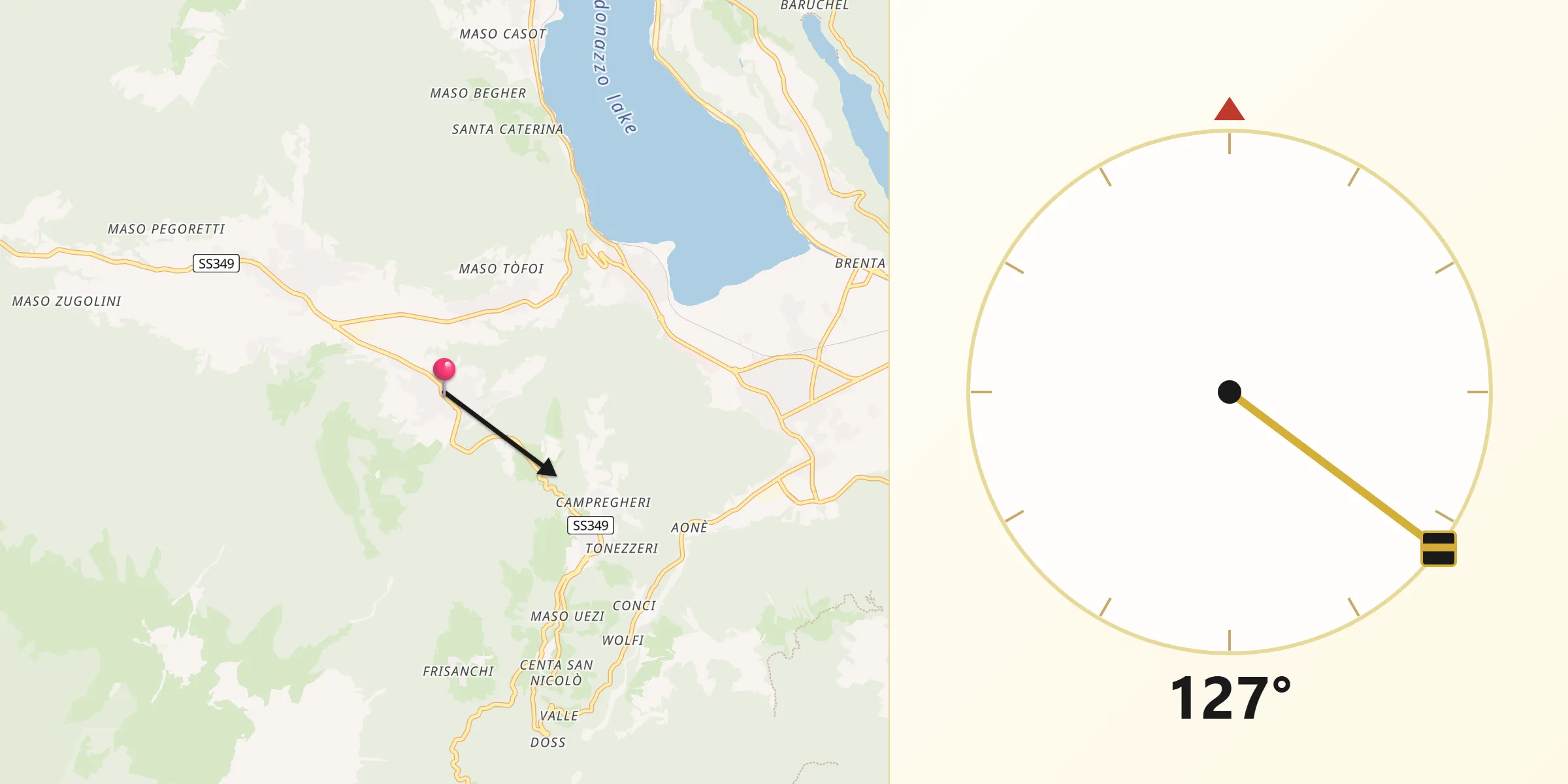 Direzione della Qibla da Vattaro
