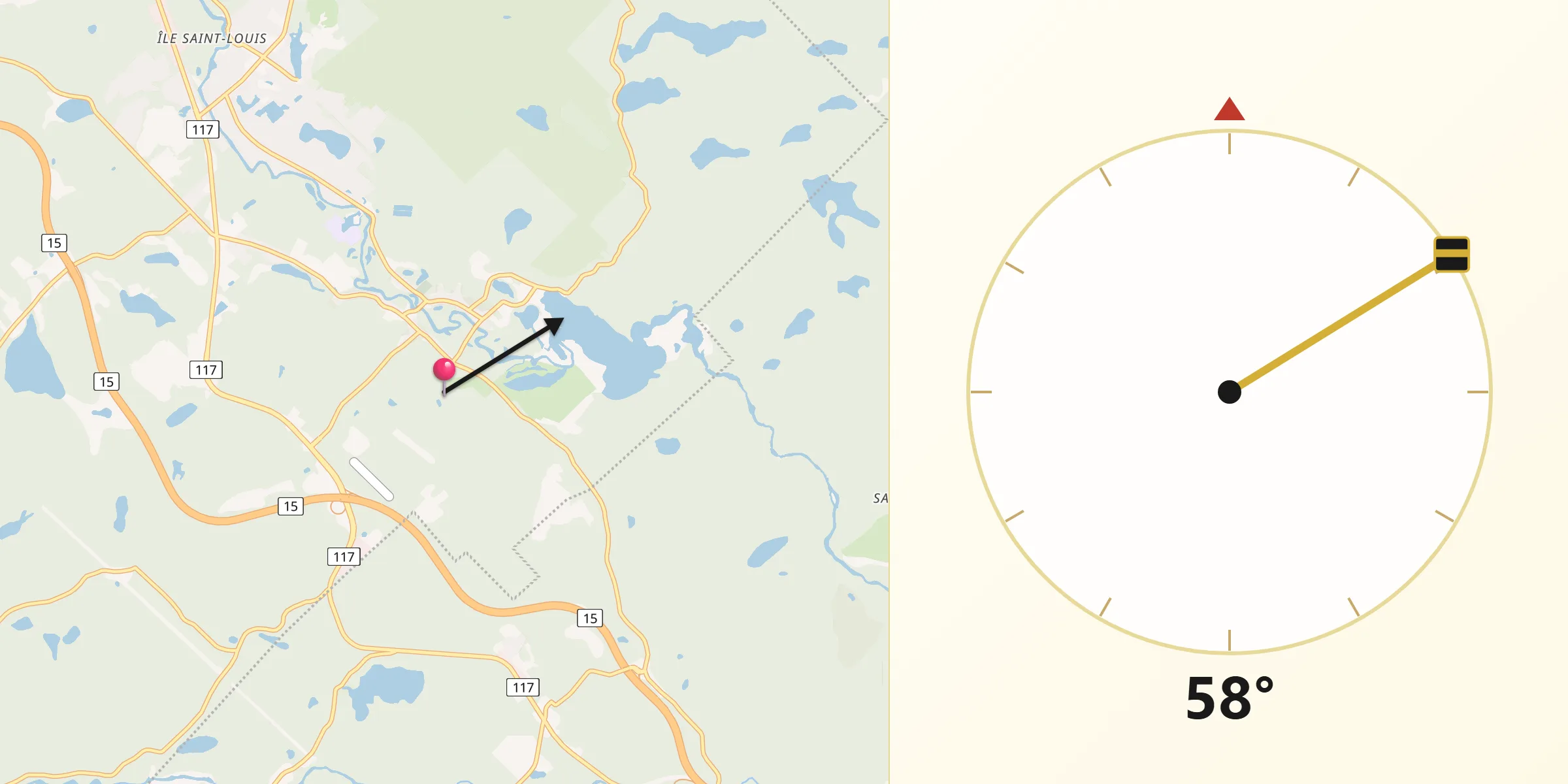 Qibla Direction from Val-Morin