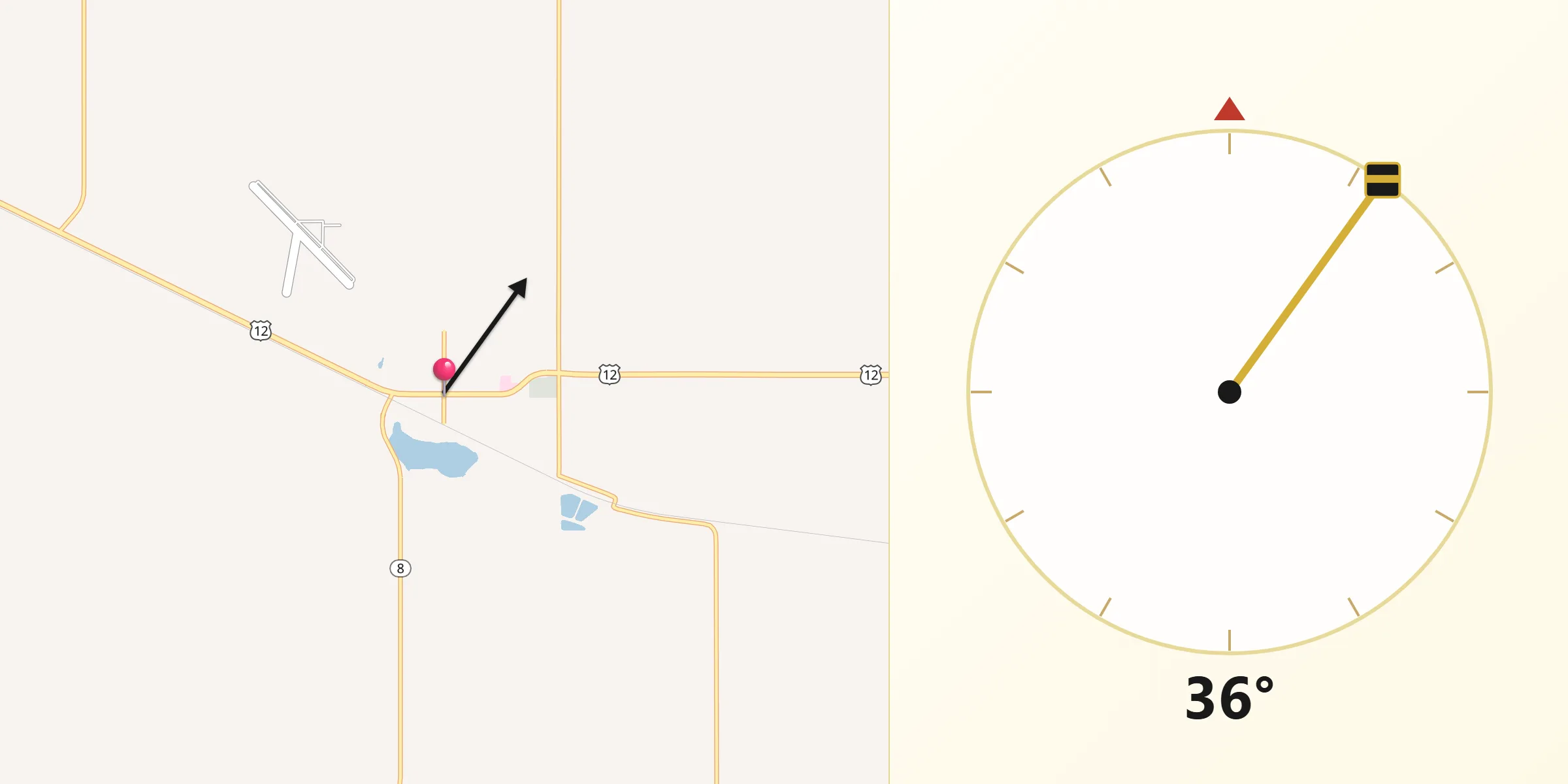 Qibla Direction from Hettinger