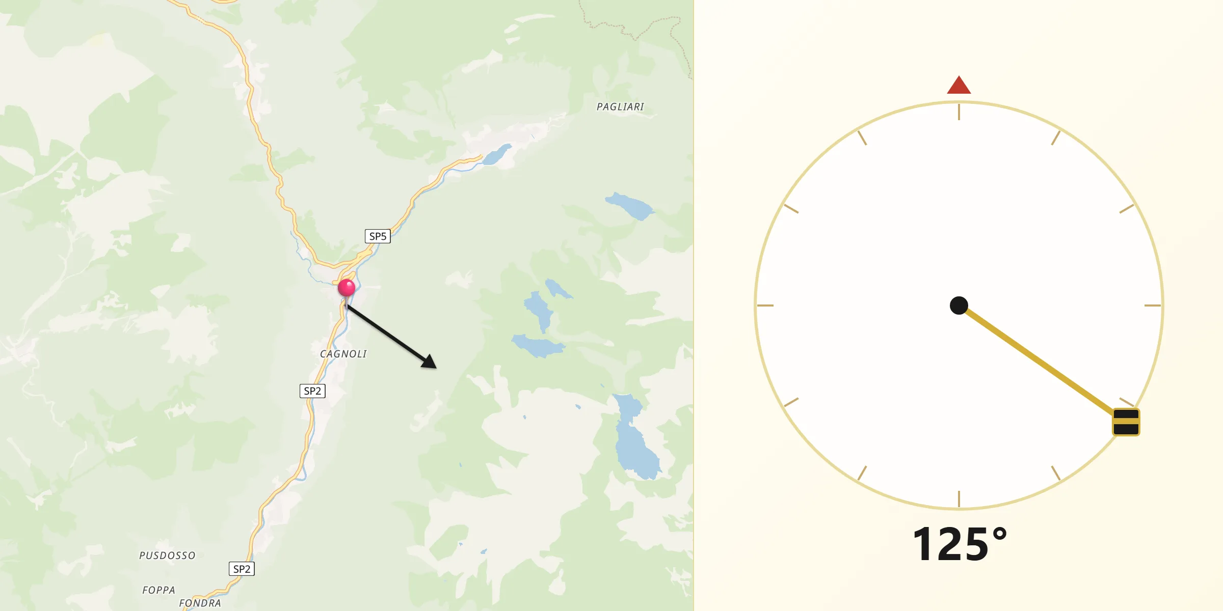 Direzione della Qibla da Branzi