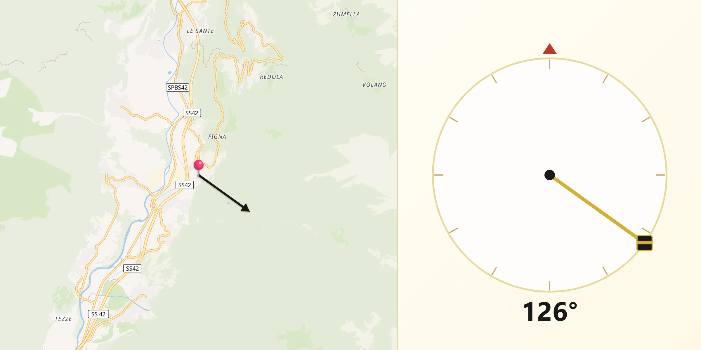 Direzione della Qibla da Ceto