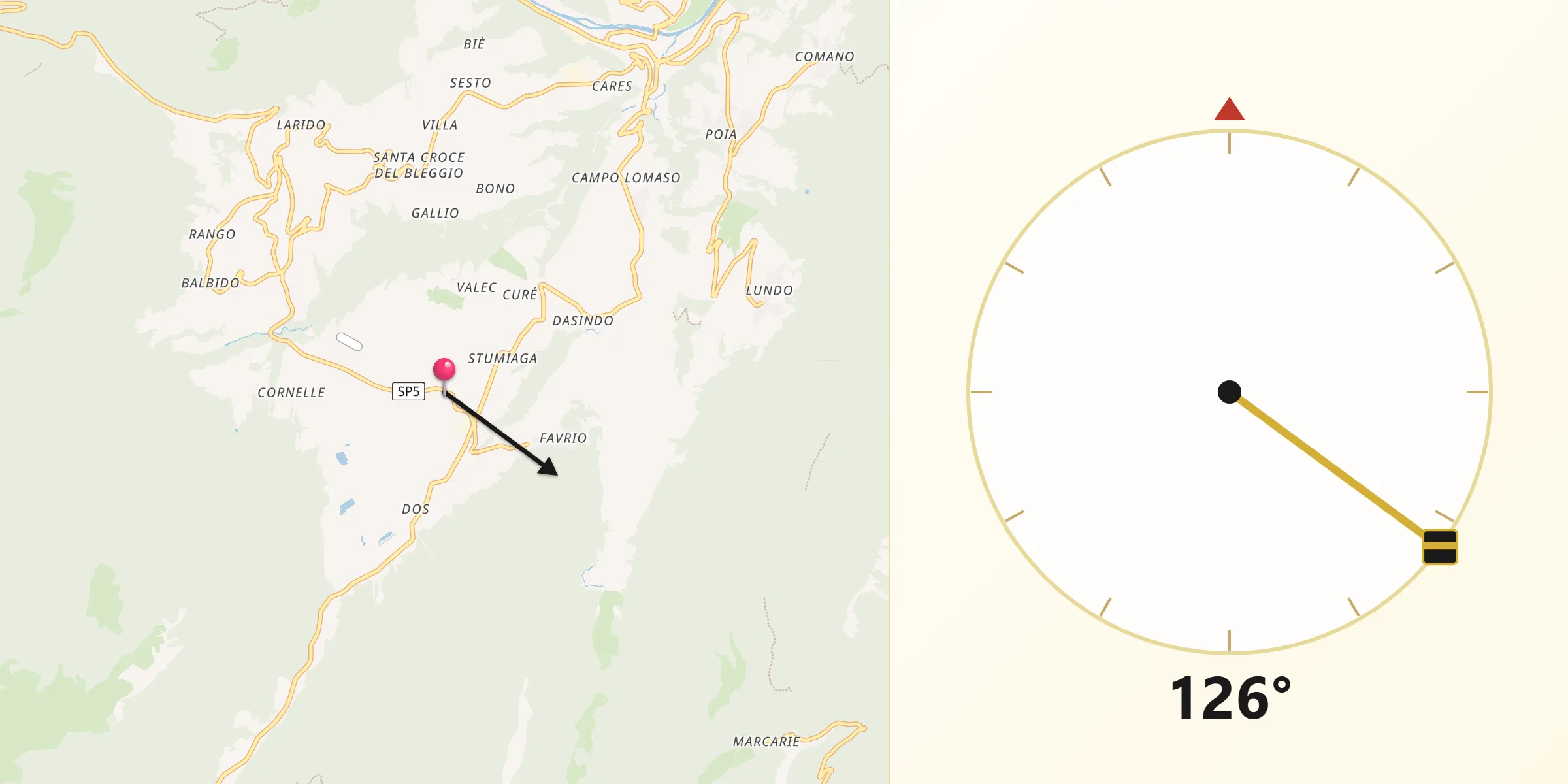 Direzione della Qibla da Fiavè