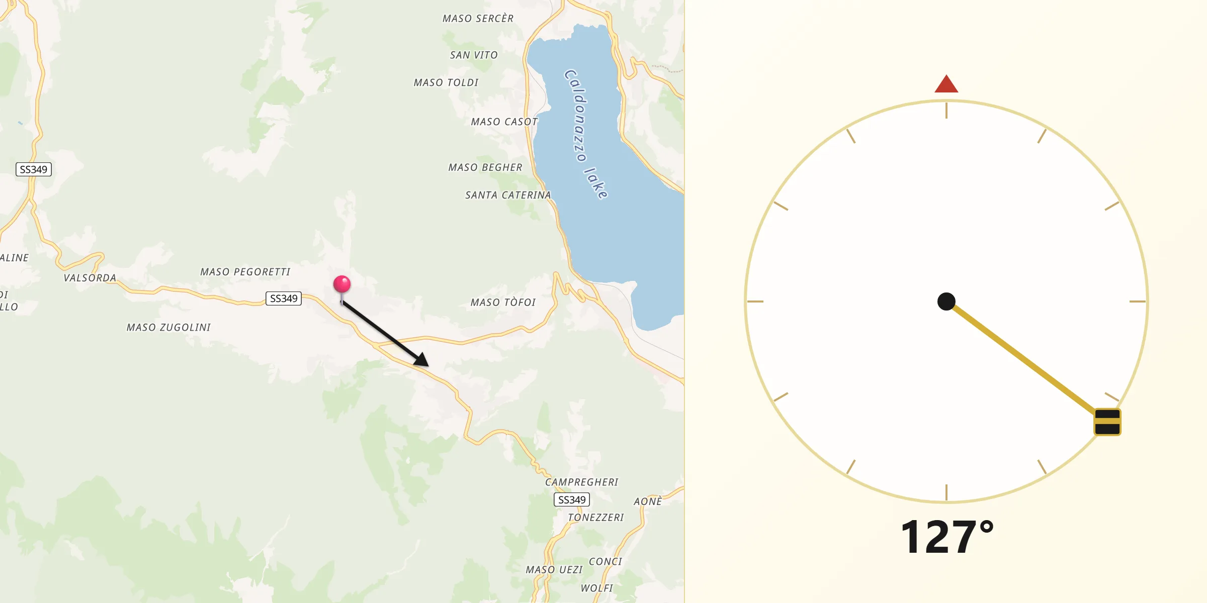 Direzione della Qibla da Vigolo Vattaro