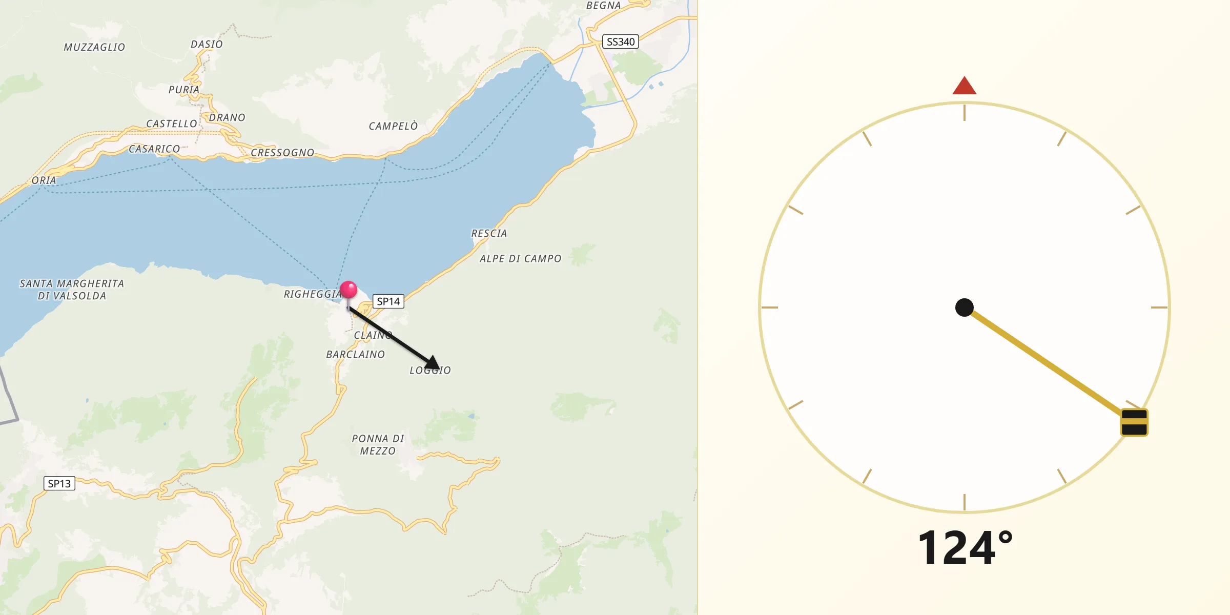 Direzione della Qibla da Osteno