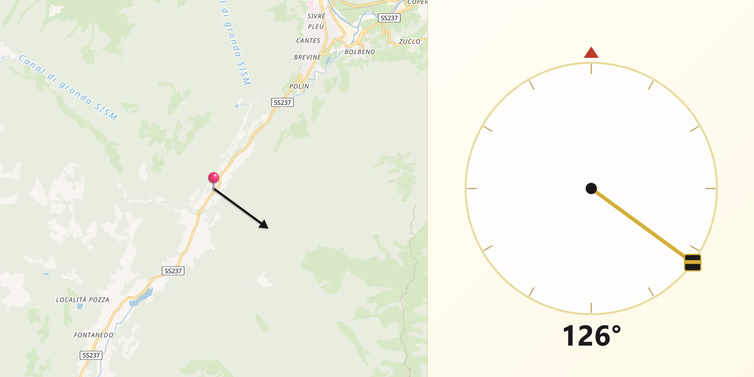Direzione della Qibla da Breguzzo