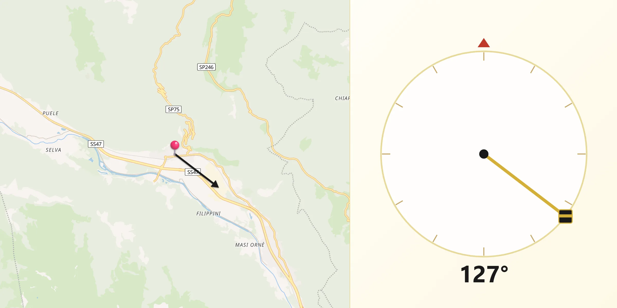 Direzione della Qibla da Grigno