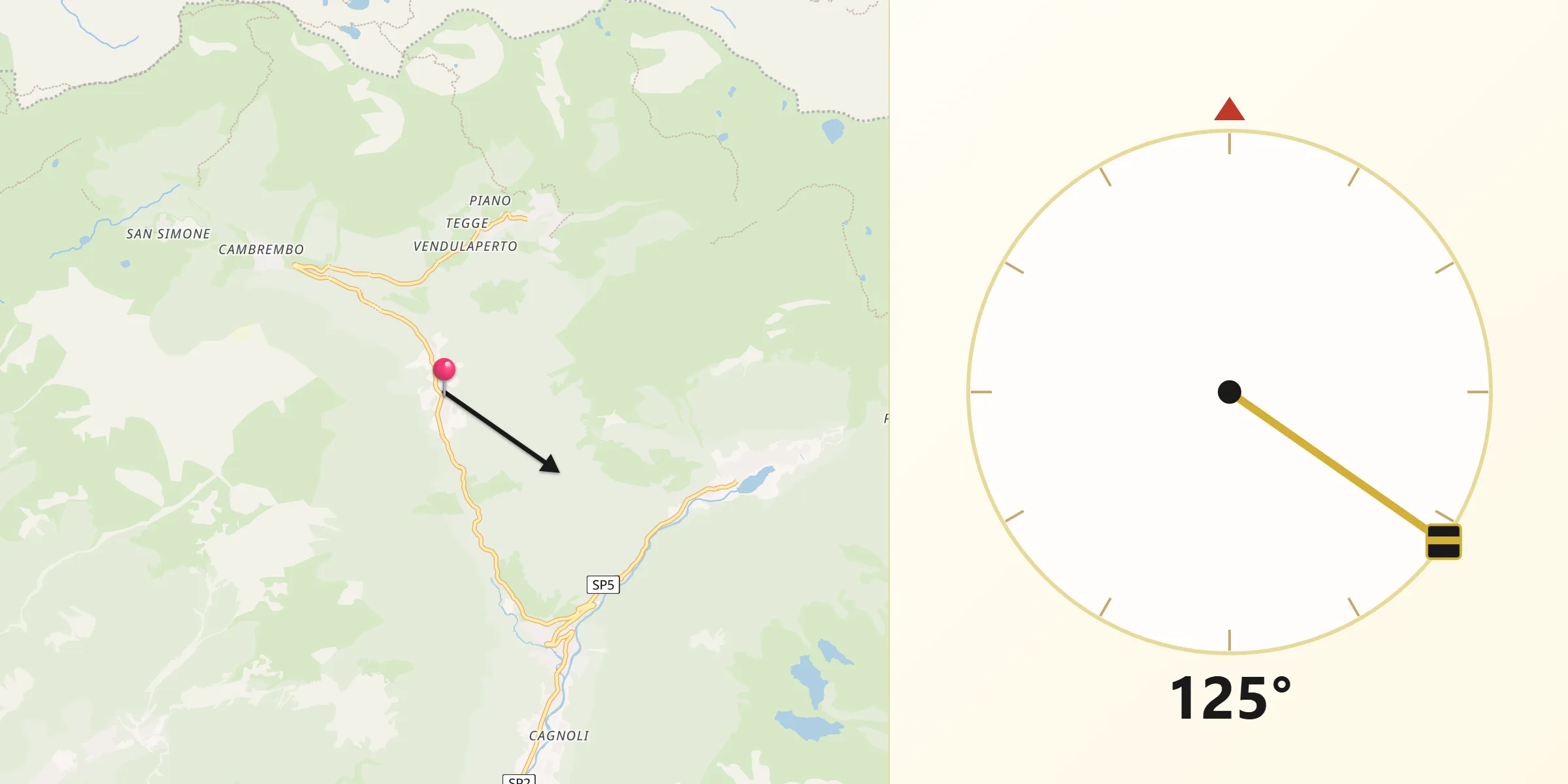 Direzione della Qibla da Valleve