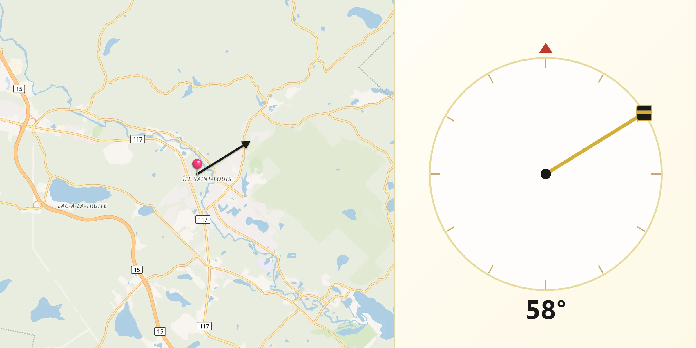 Qibla Direction from Val-David