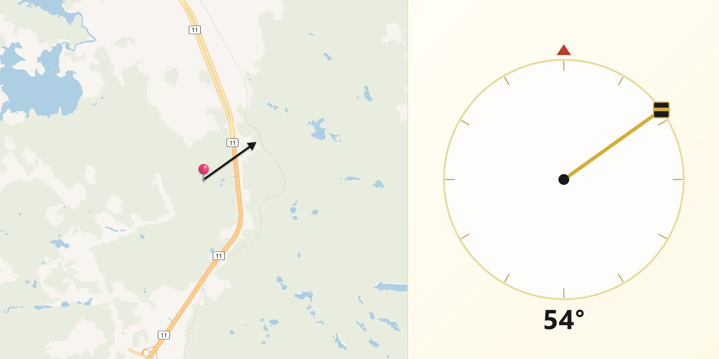 Qibla Direction from Powassan