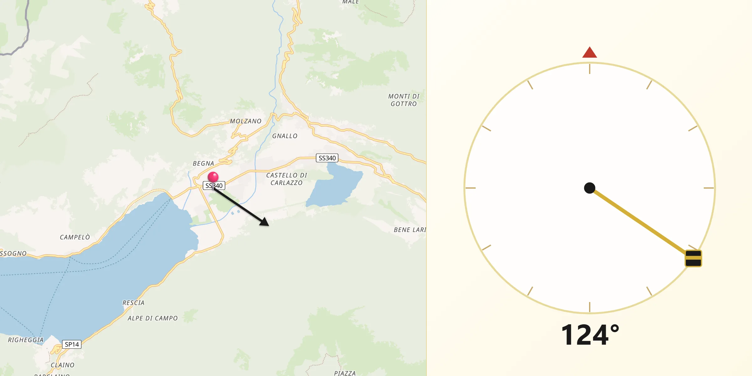 Direzione della Qibla da Porlezza