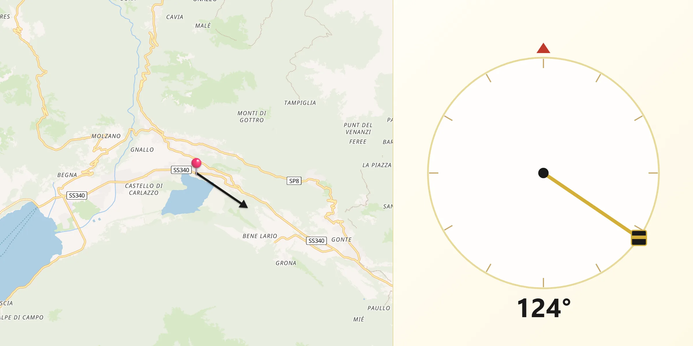Direzione della Qibla da Carlazzo