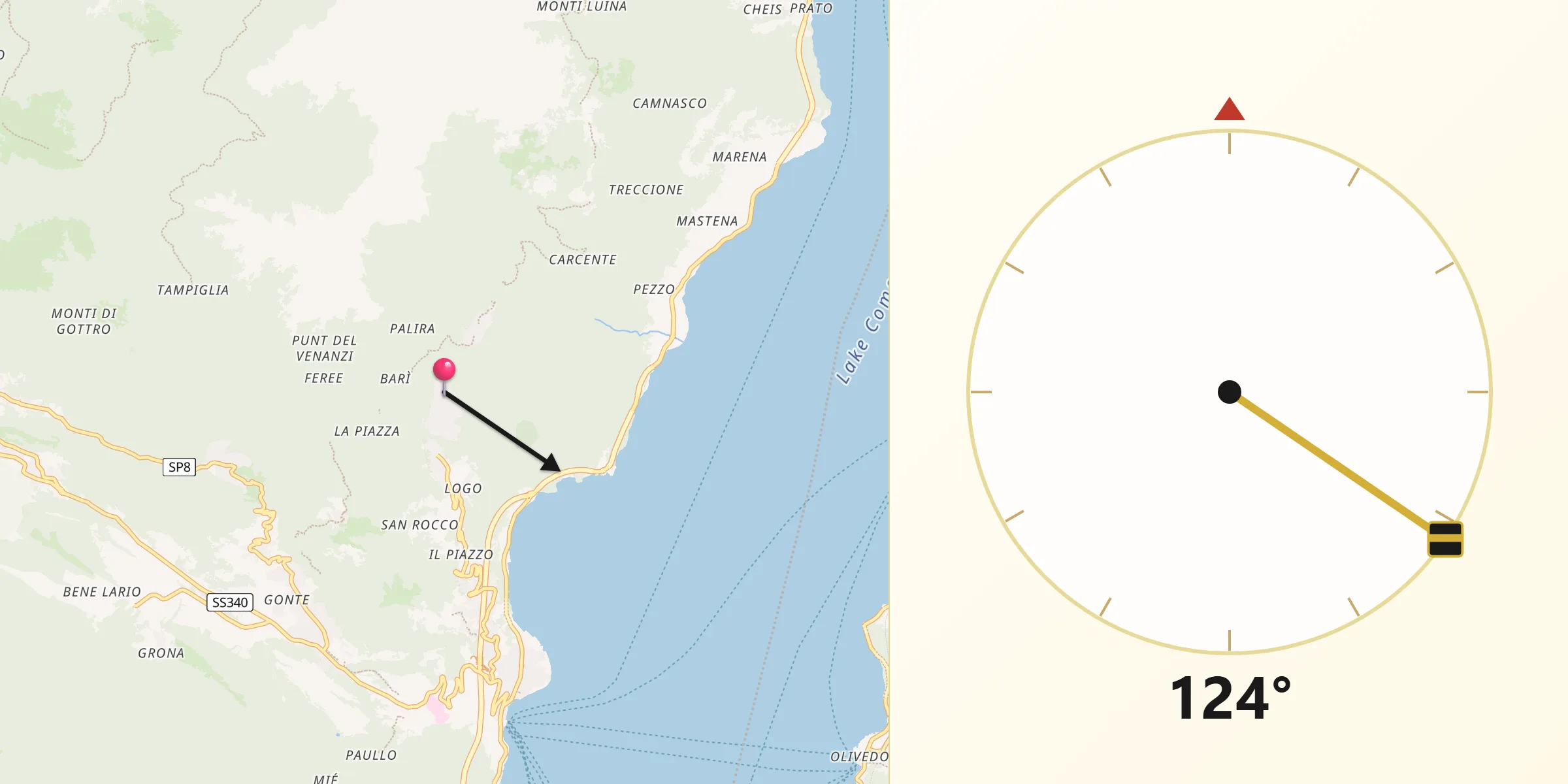 Direzione della Qibla da Plesio