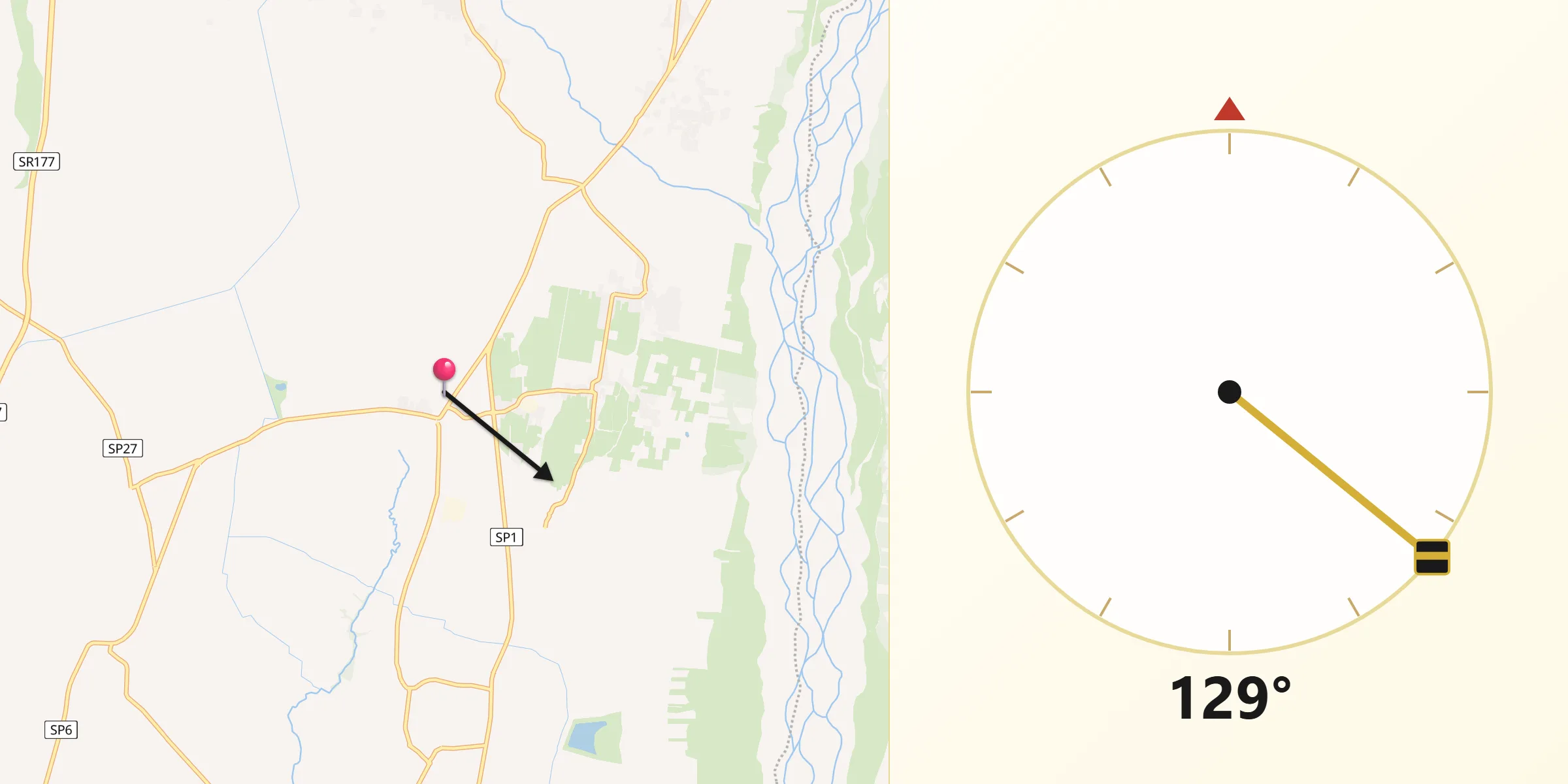 Direzione della Qibla da San Giorgio della Richinvelda