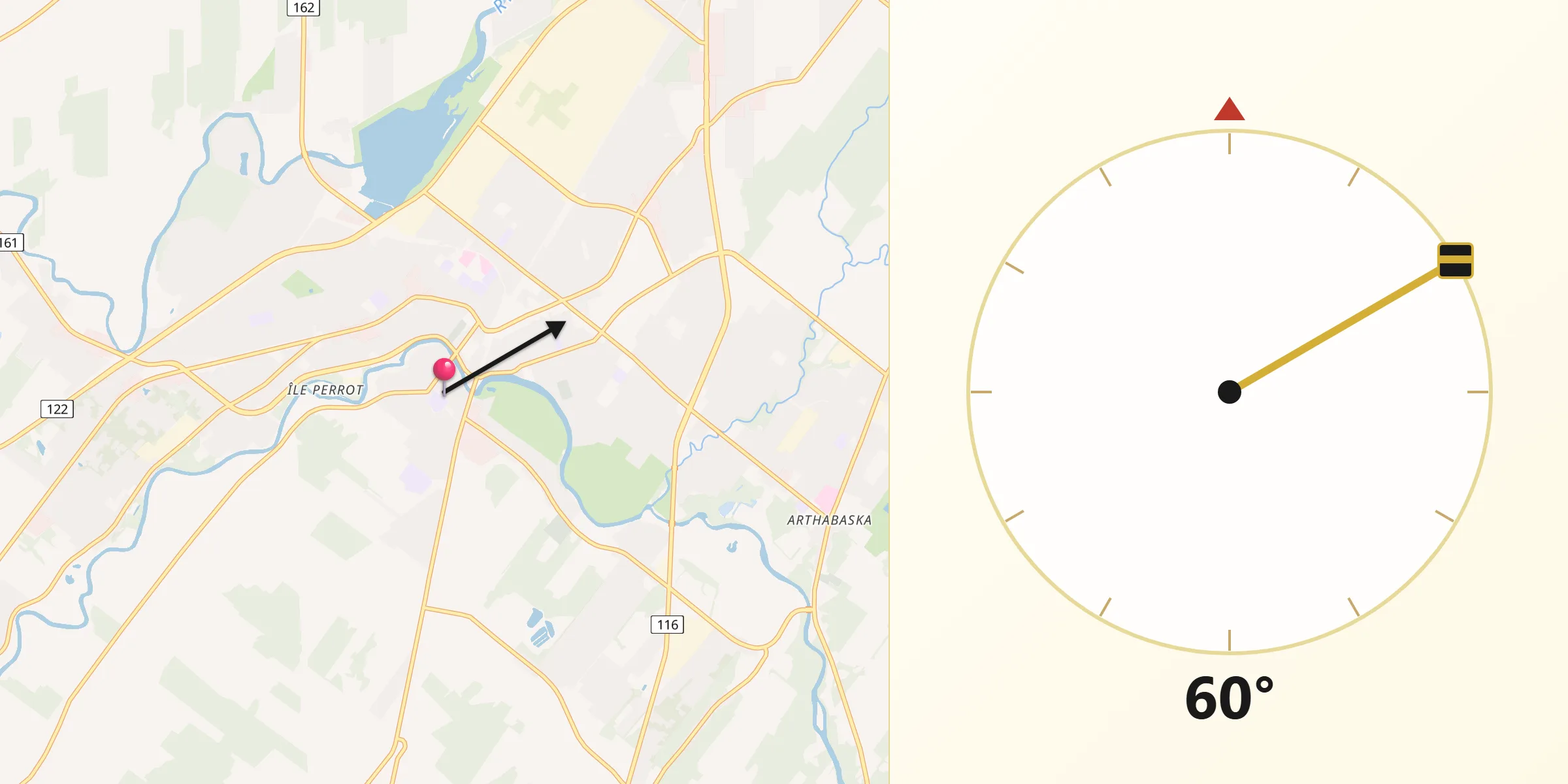 Qibla Direction from Victoriaville