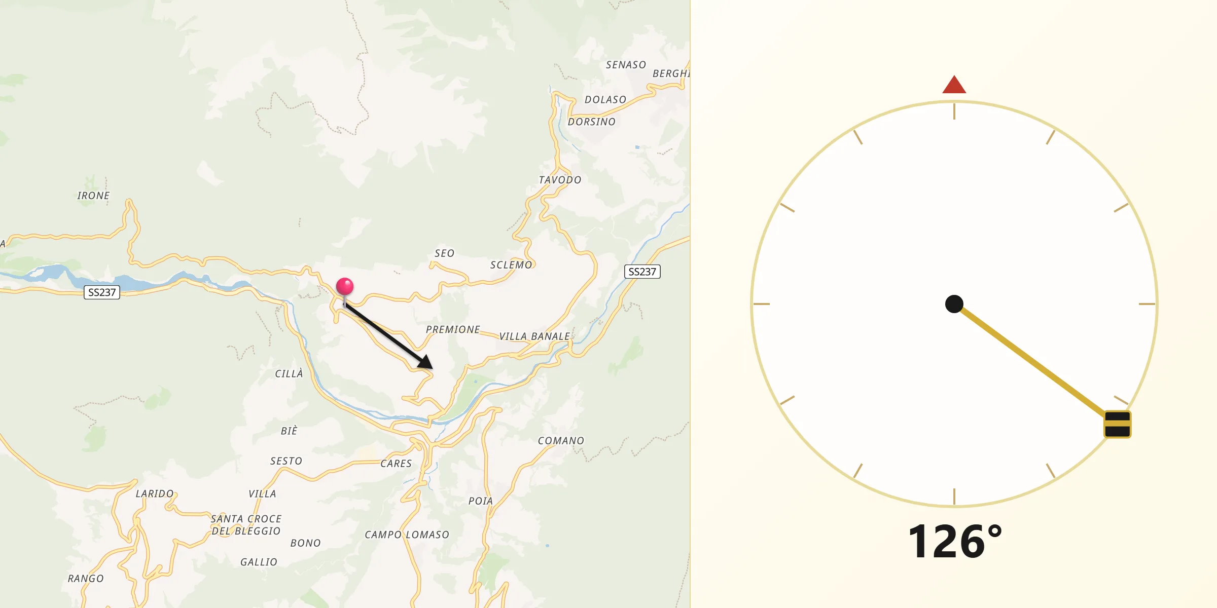 Direzione della Qibla da Stenico