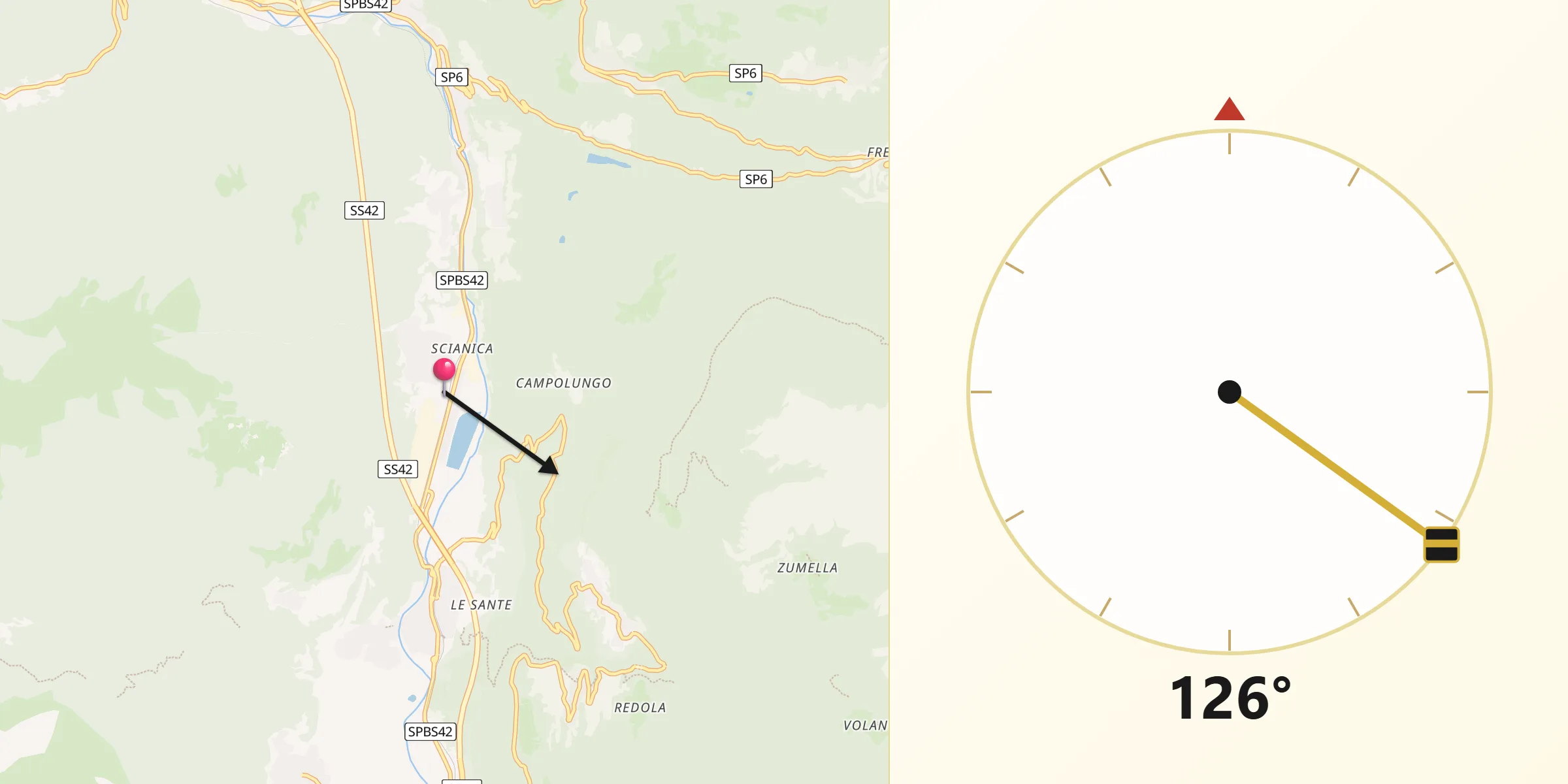 Direzione della Qibla da Sellero