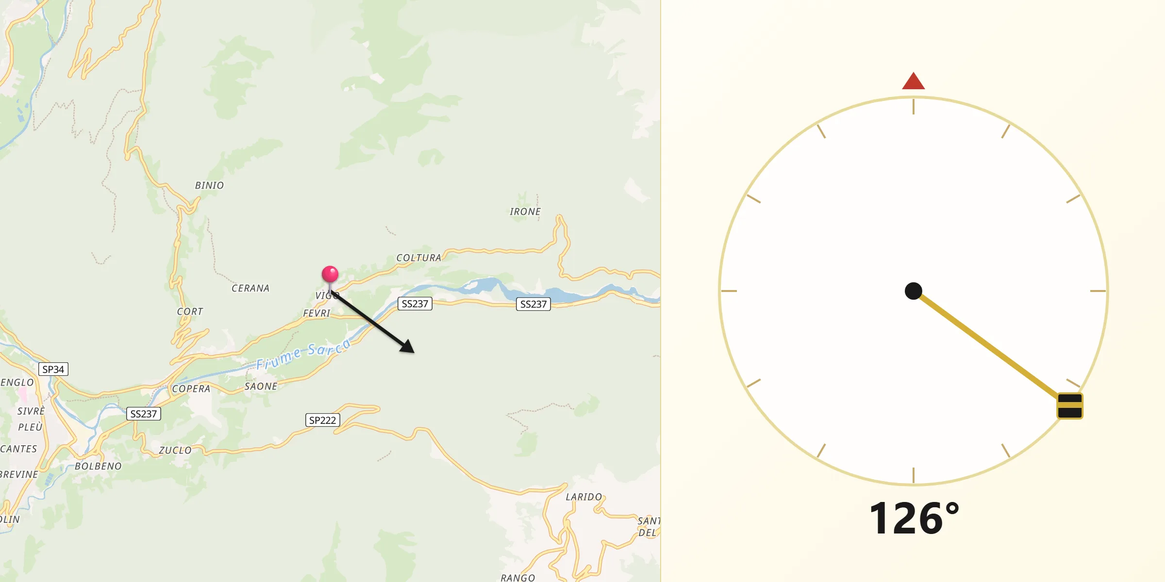 Direzione della Qibla da Ragoli
