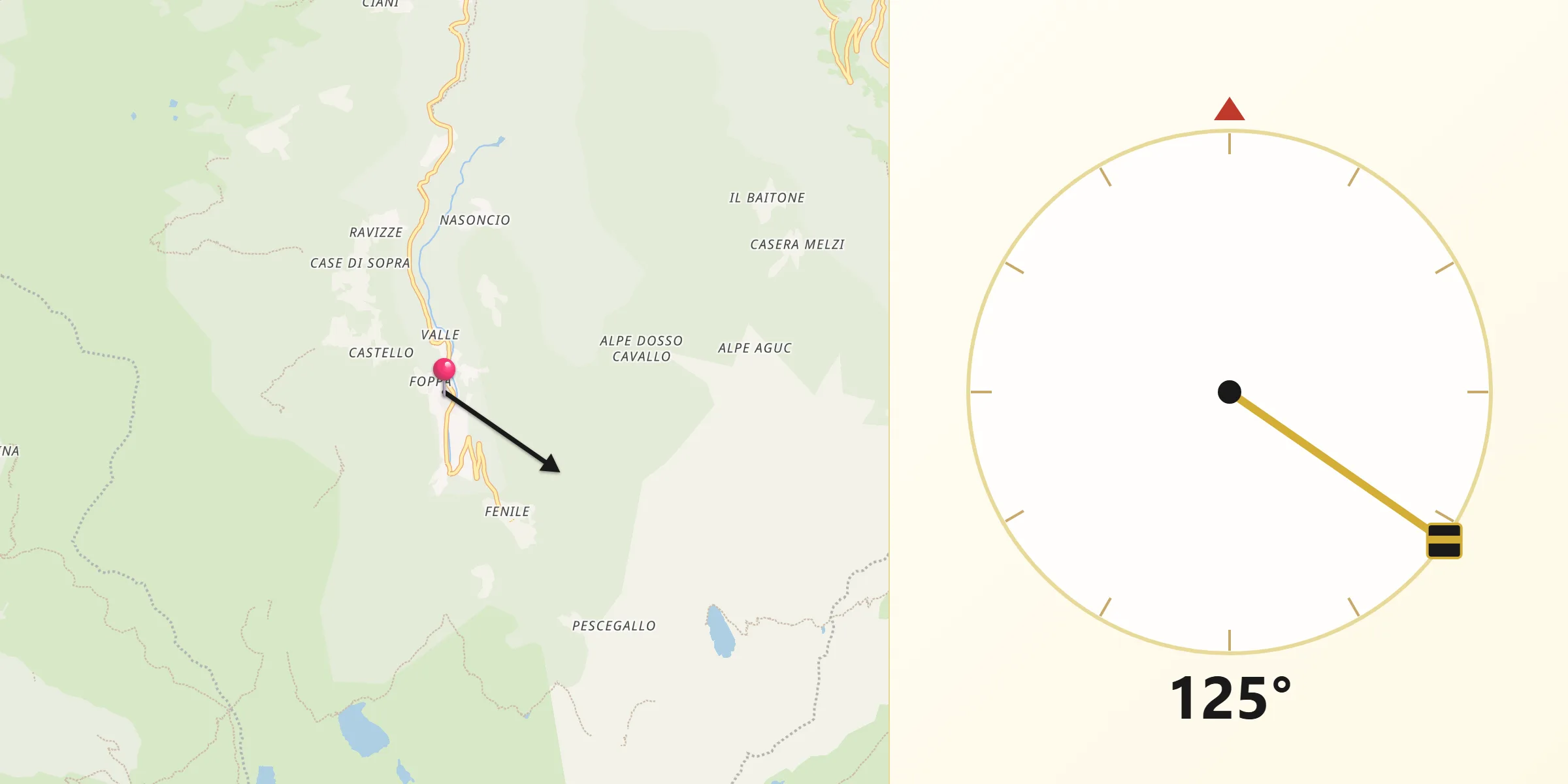 Direzione della Qibla da Gerola Alta