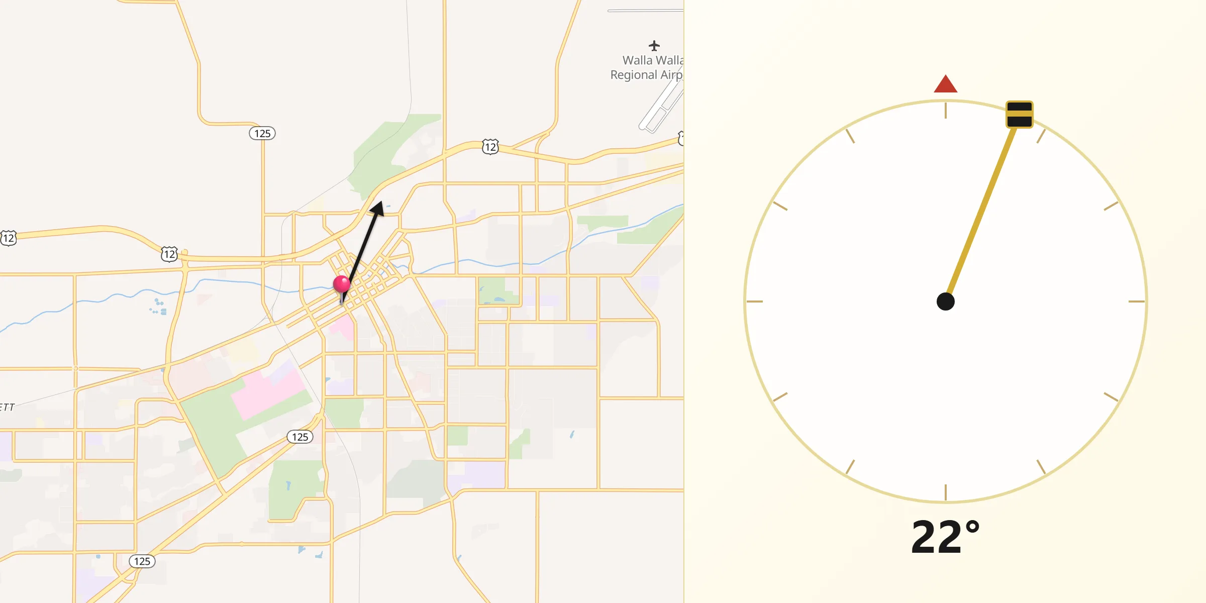 Qibla Direction from Walla Walla
