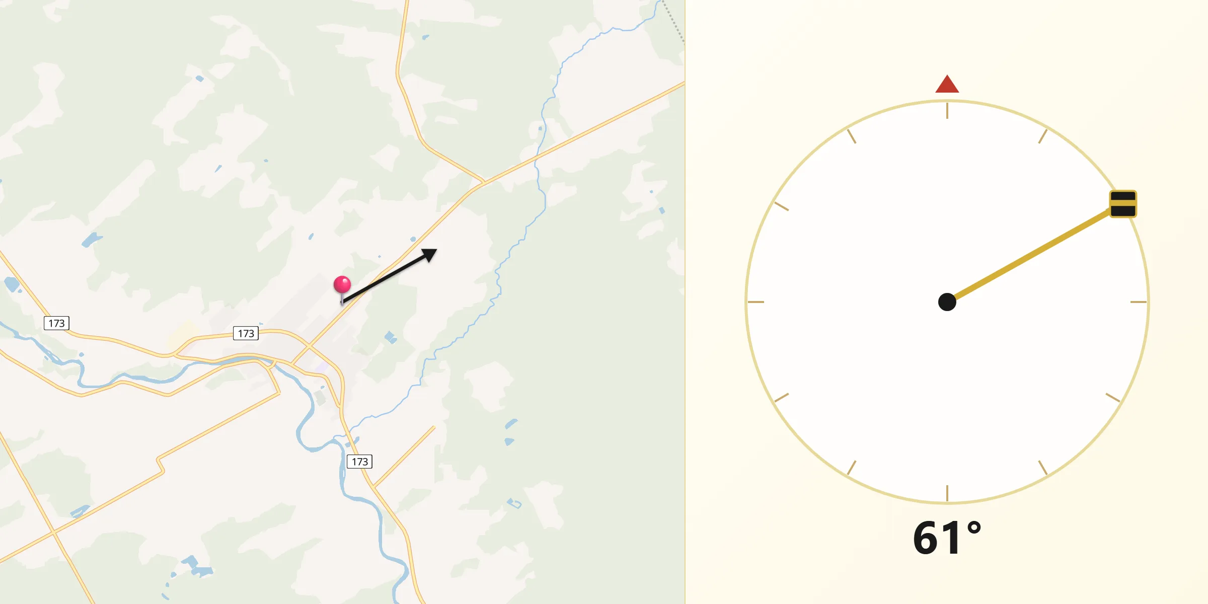 Qibla Direction from Saint-Côme-Linière