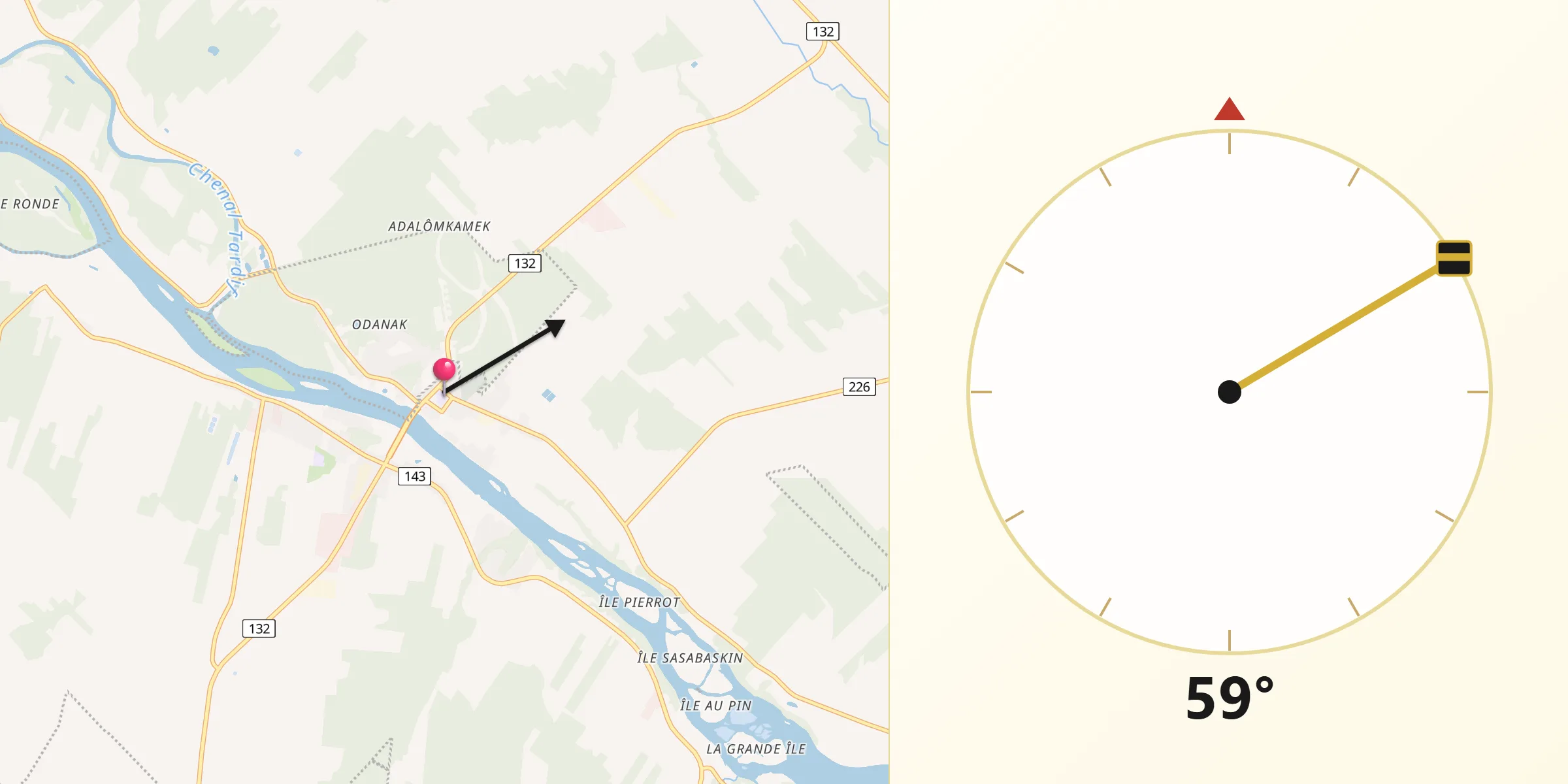 Qibla Direction from Pierreville