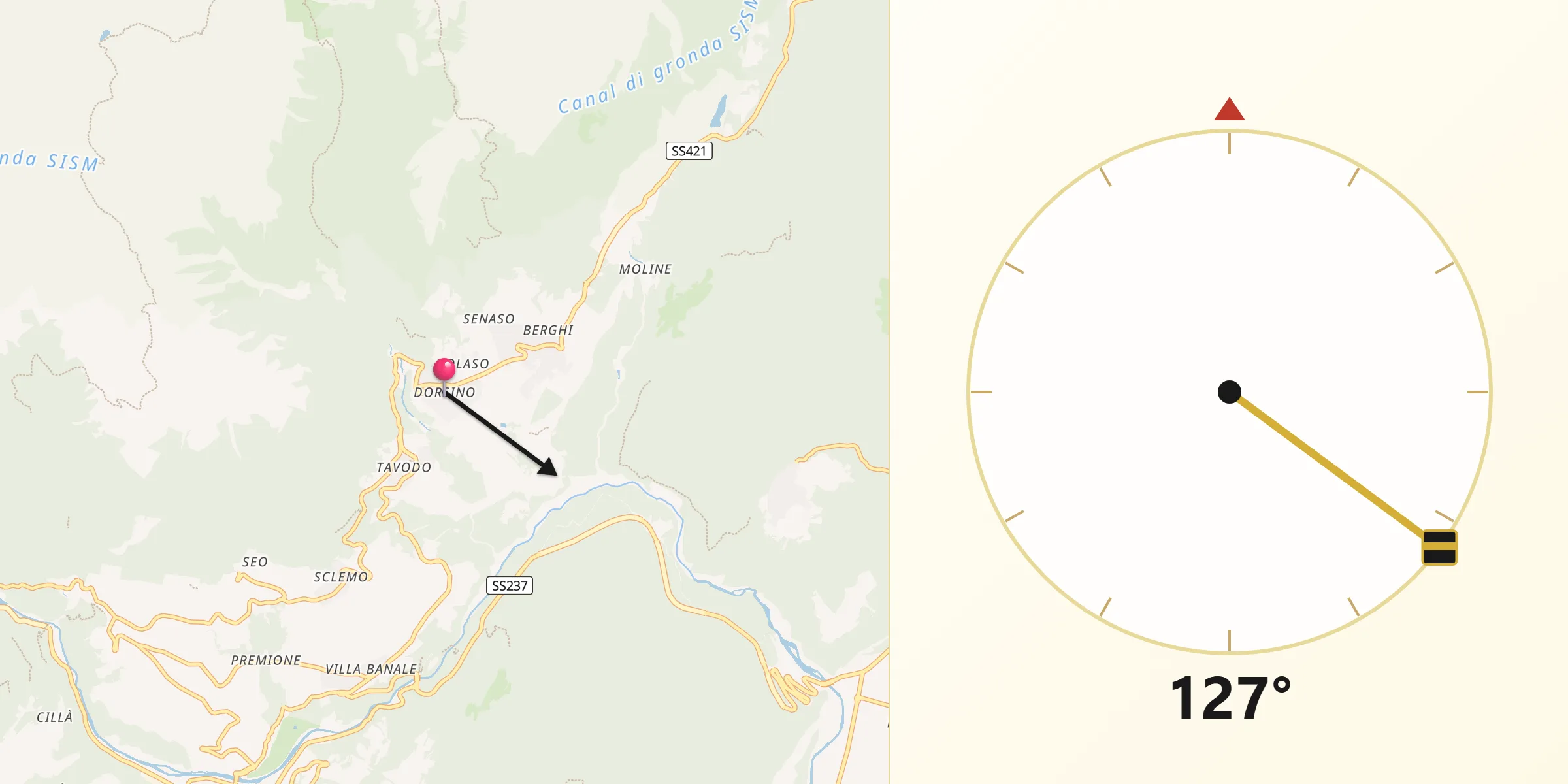 Direzione della Qibla da Dorsino