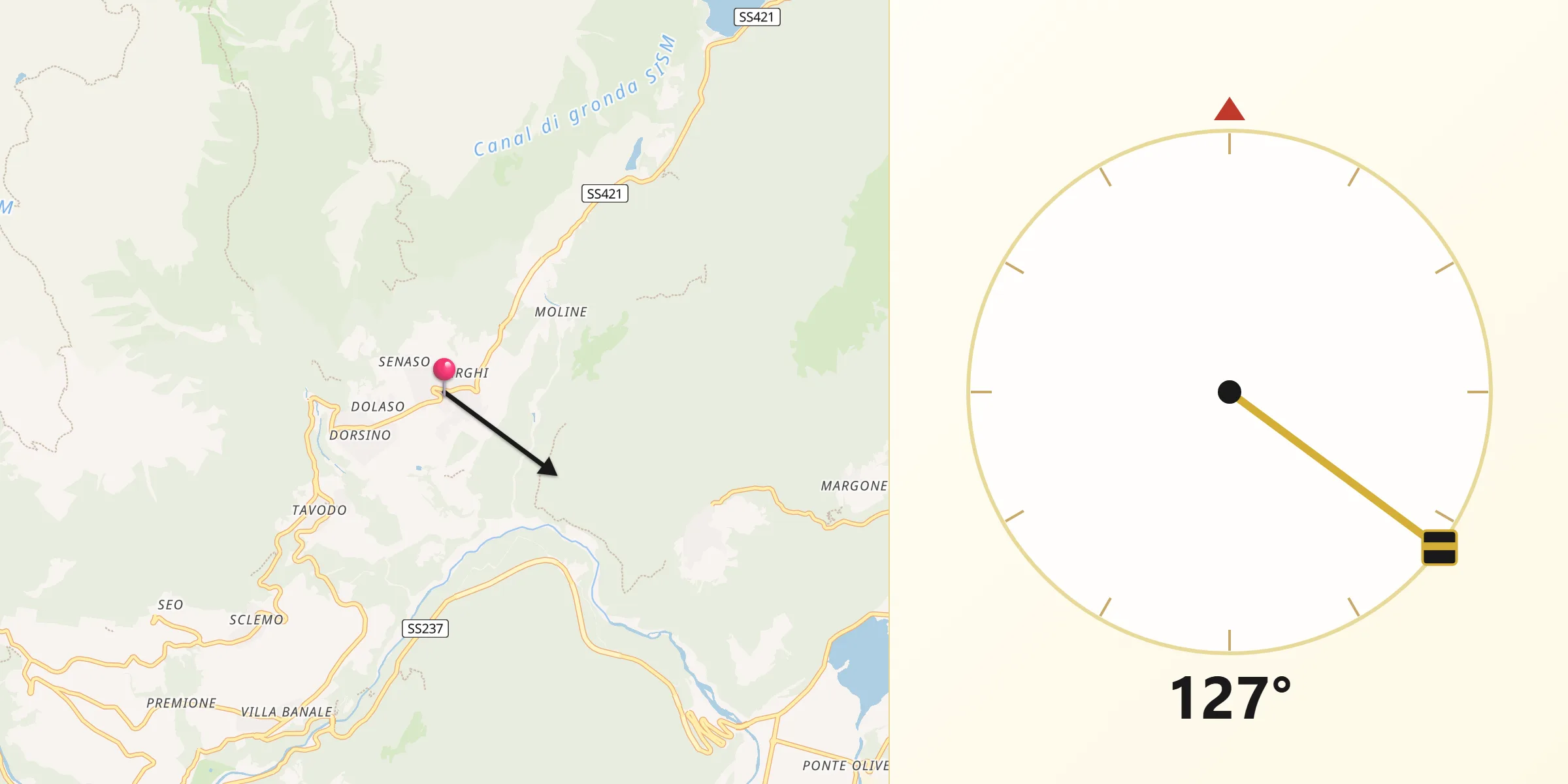 Direzione della Qibla da San Lorenzo in Banale