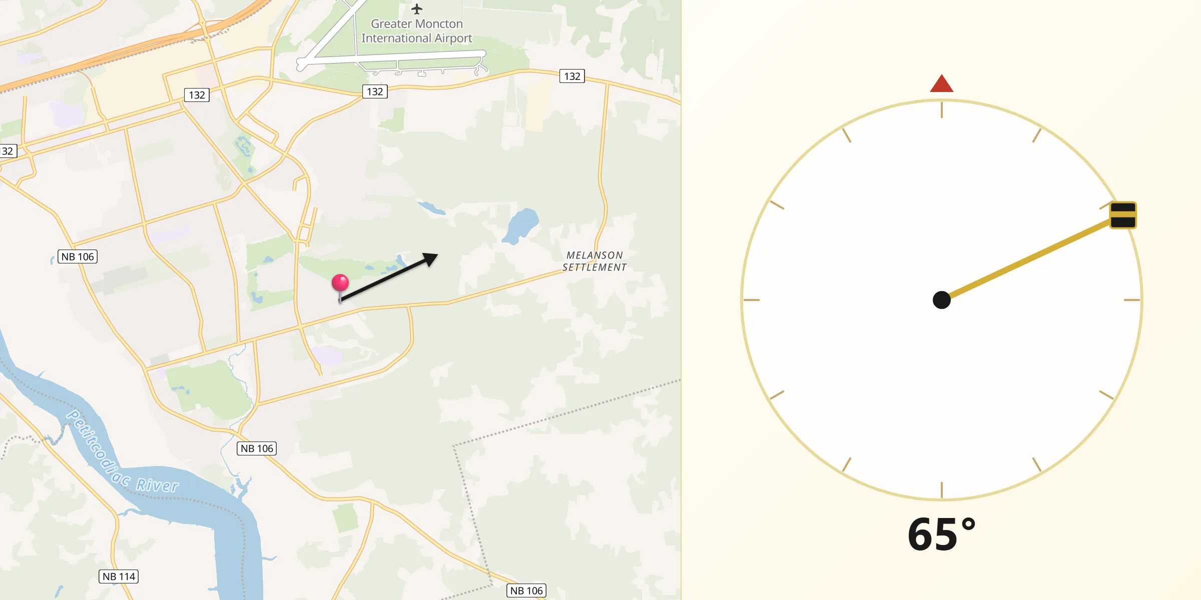 Qibla Direction from Dieppe