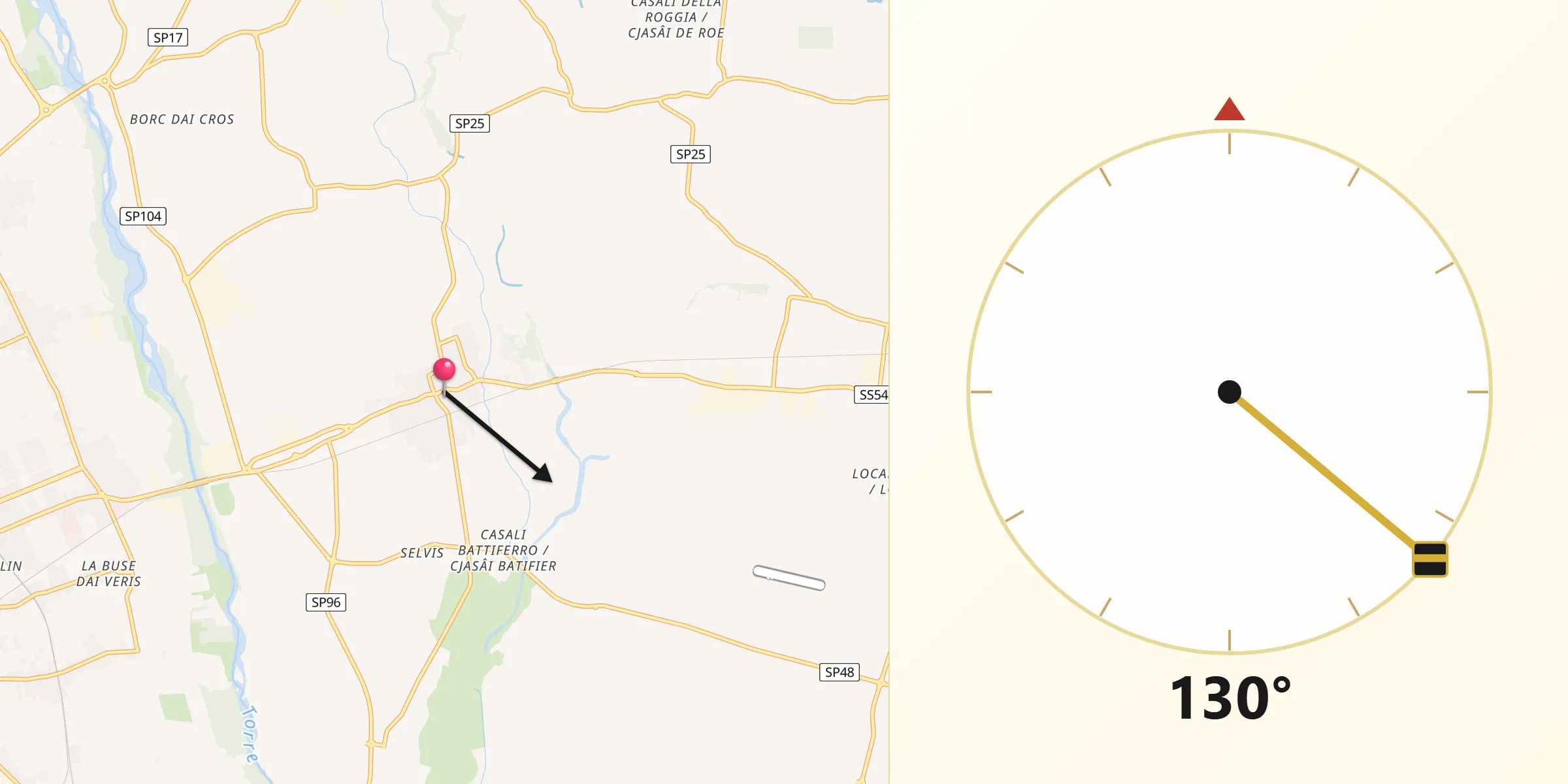 Direzione della Qibla da Remanzacco