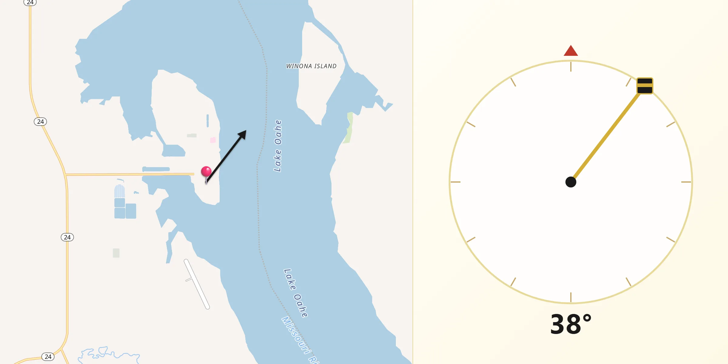 Qibla Direction from Fort Yates
