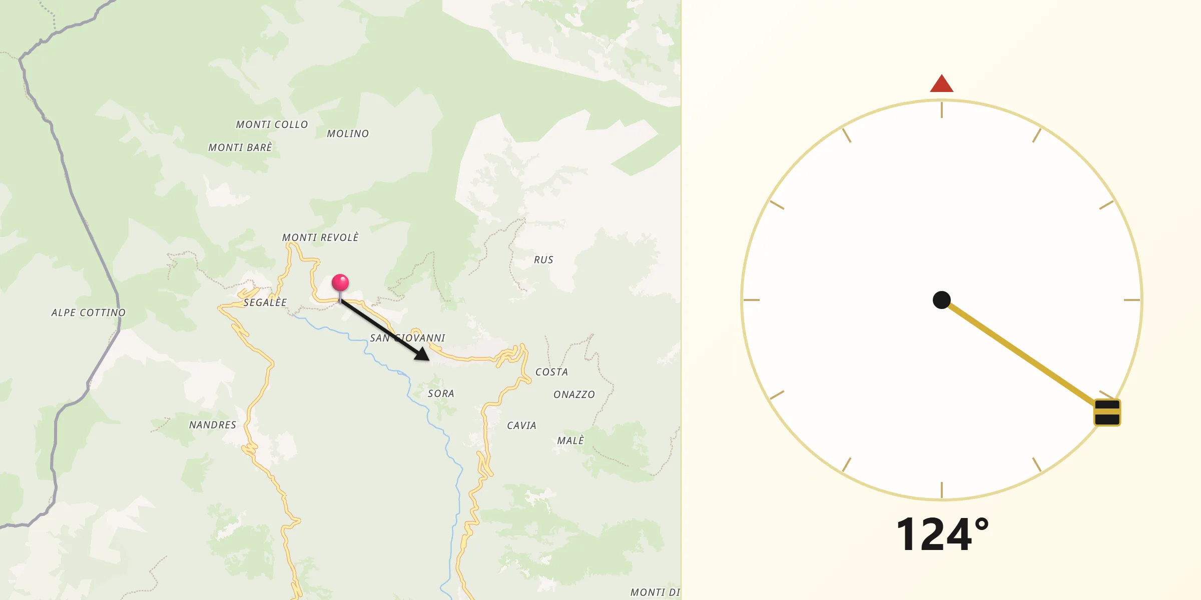 Direzione della Qibla da San Nazzaro Val Cavargna