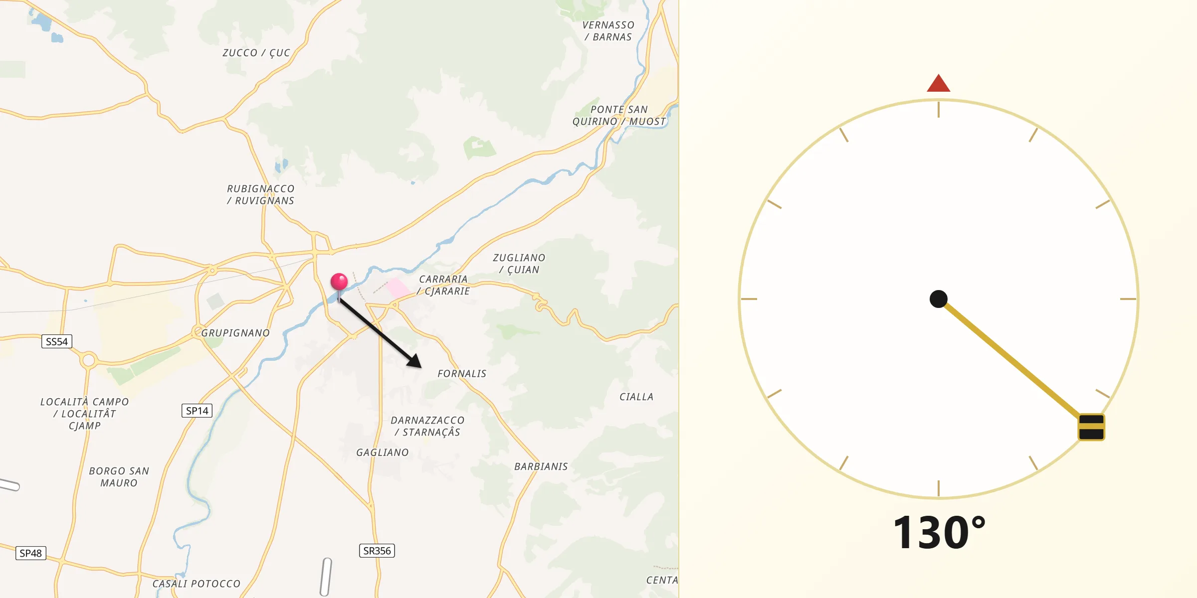 Direzione della Qibla da Cividale del Friuli