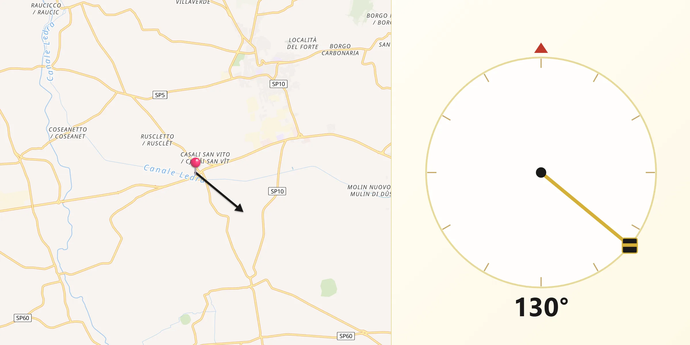 Direzione della Qibla da San Vito di Fagagna