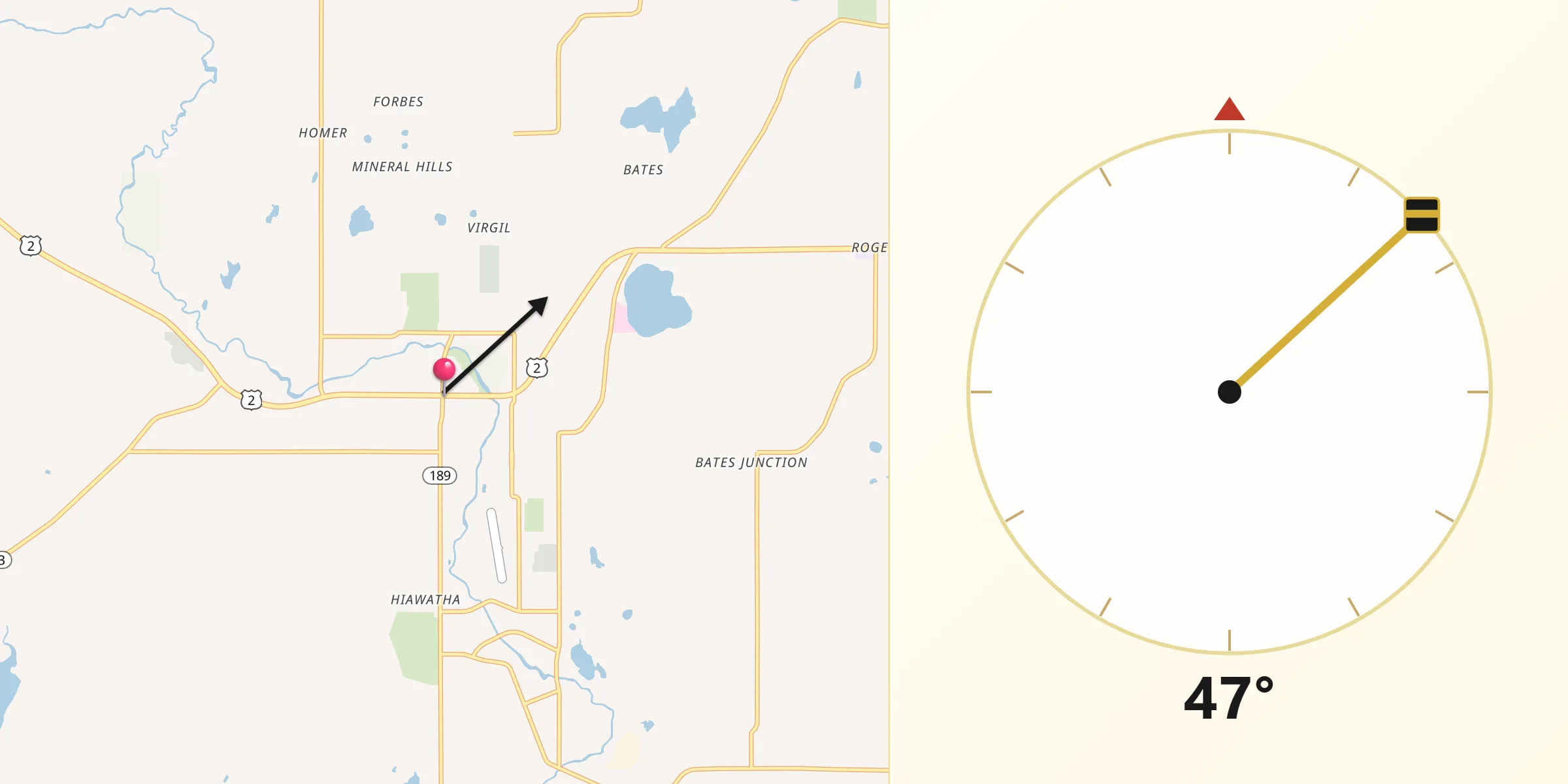 Qibla Direction from Iron River