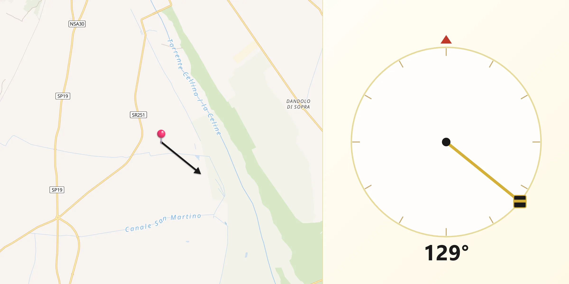 Direzione della Qibla da Provincia di Pordenone