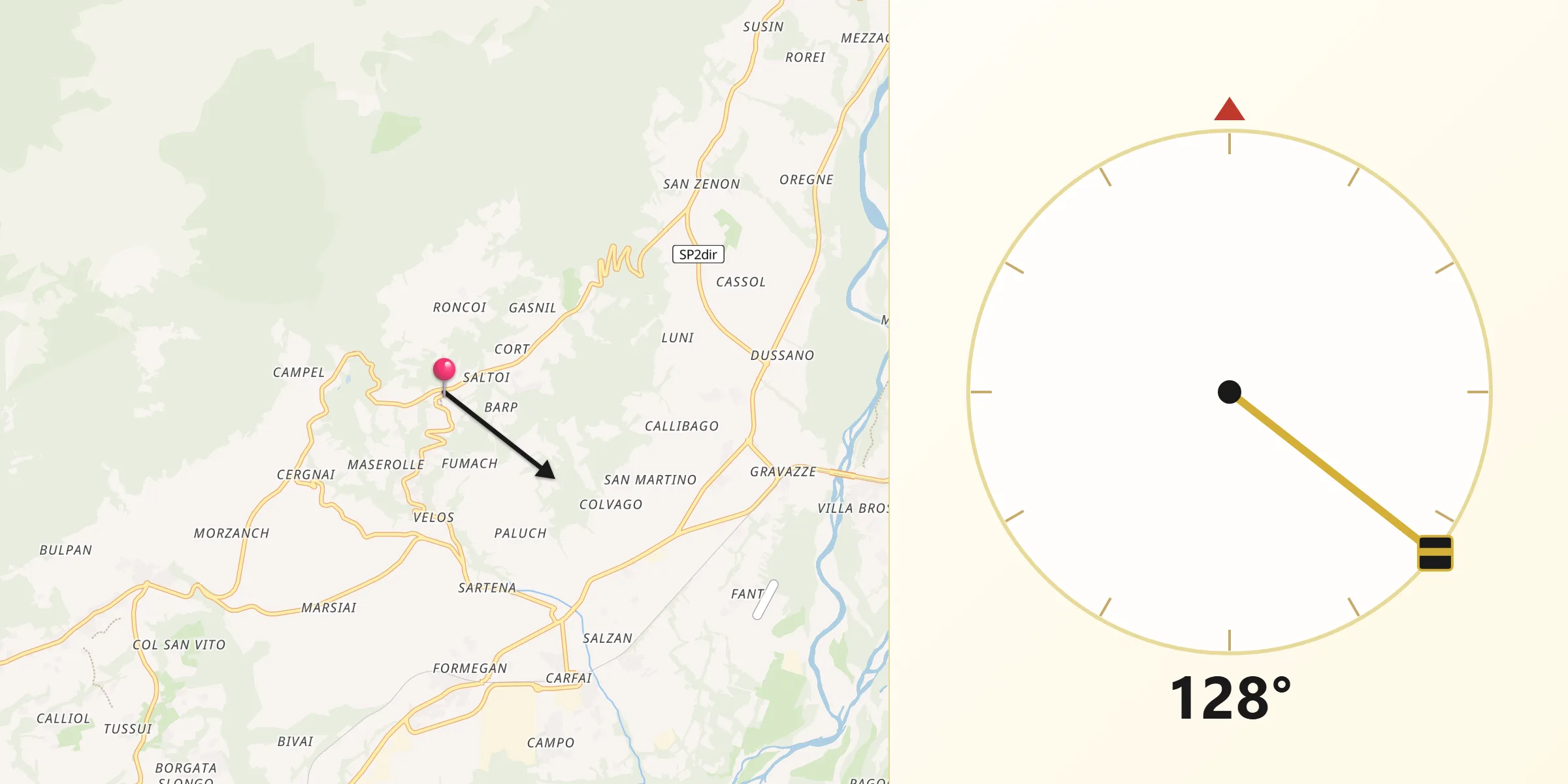 Direzione della Qibla da San Gregorio nelle Alpi