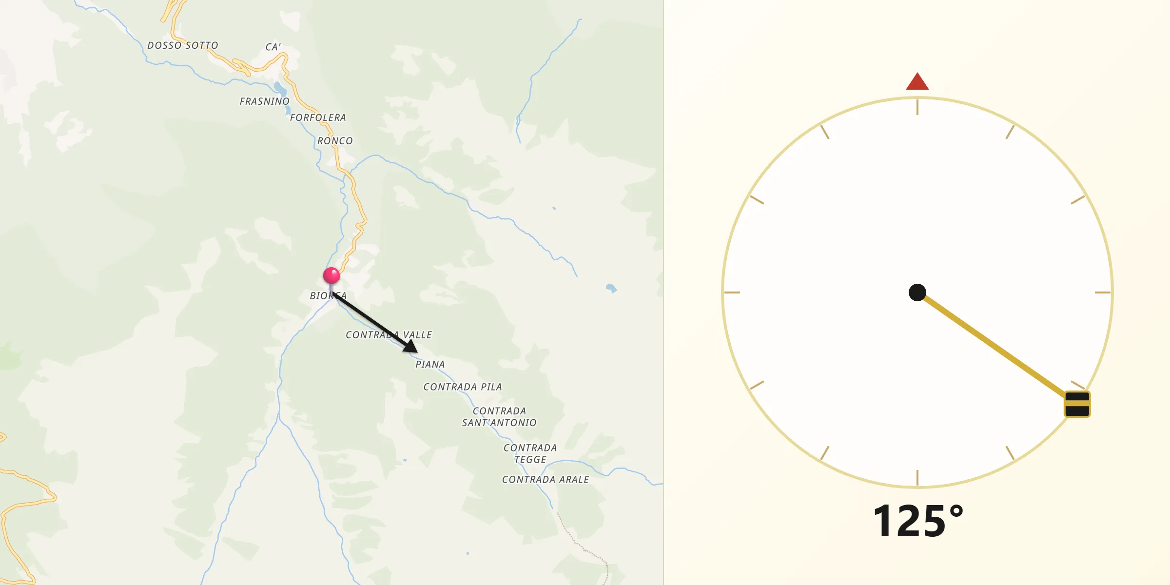 Direzione della Qibla da Tartano