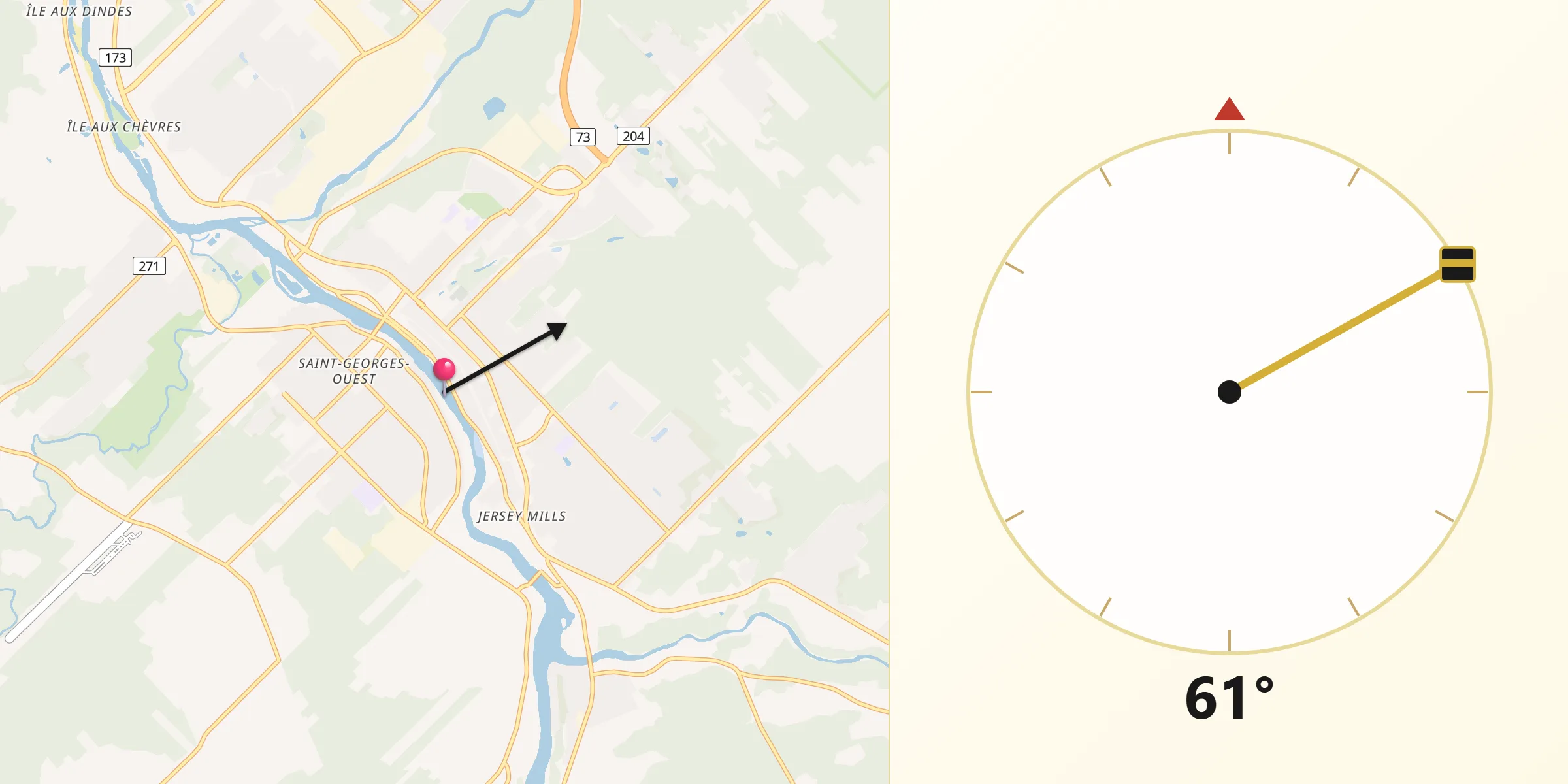 Qibla Direction from Saint-Georges