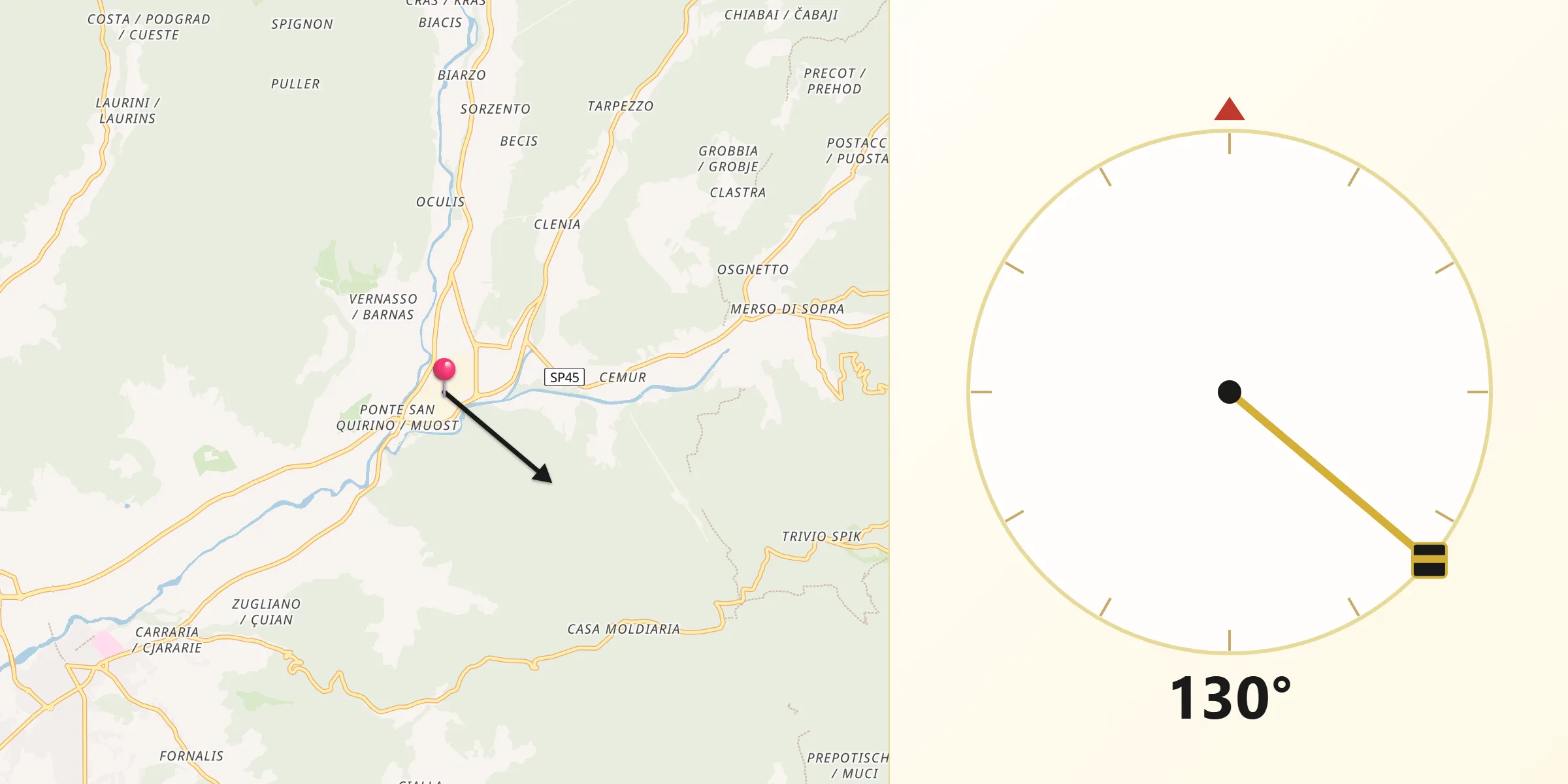 Direzione della Qibla da San Pietro al Natisone
