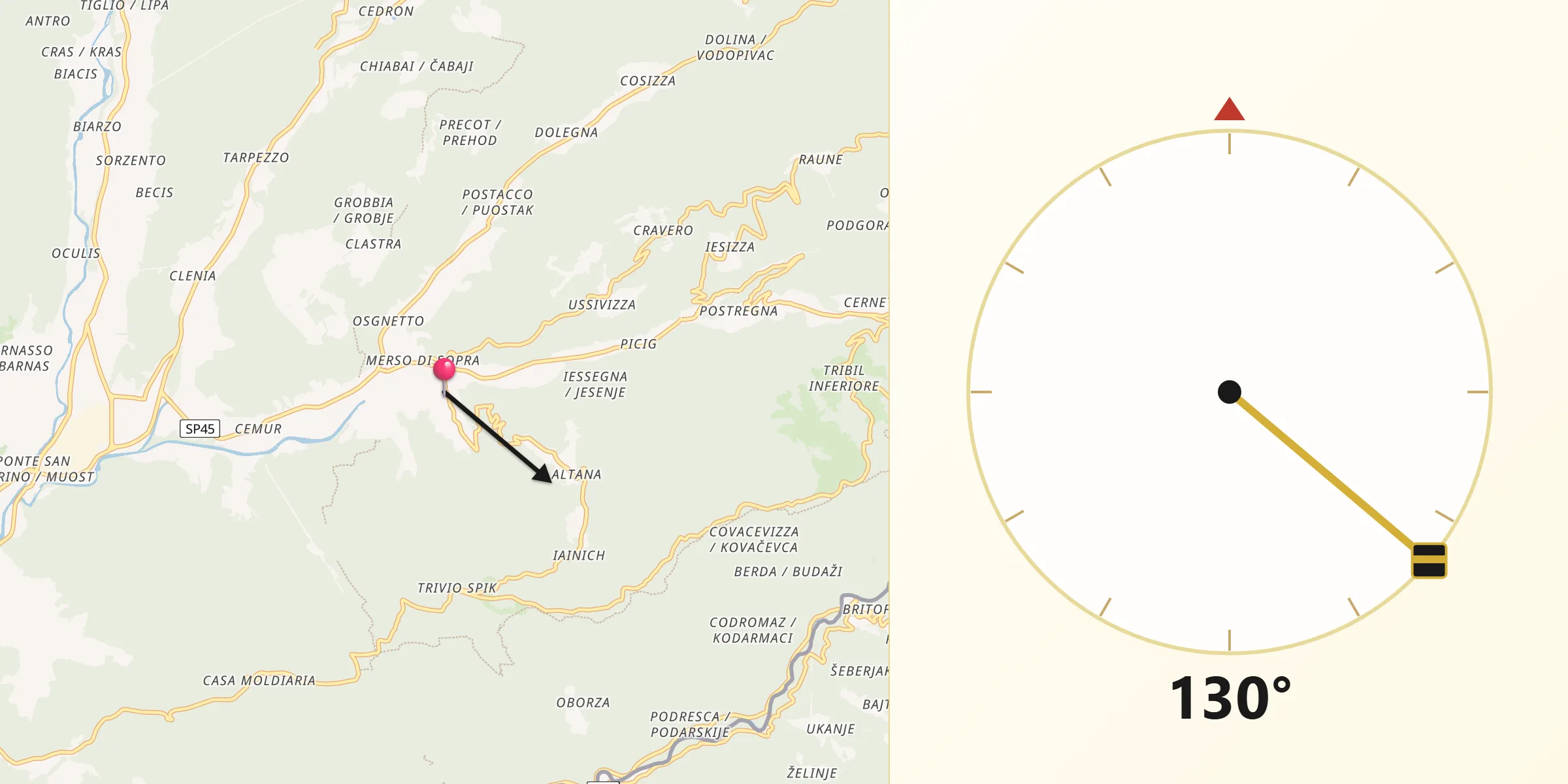 Direzione della Qibla da San Leonardo