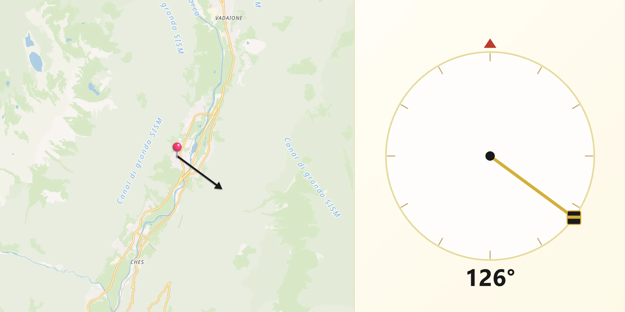 Direzione della Qibla da Strembo