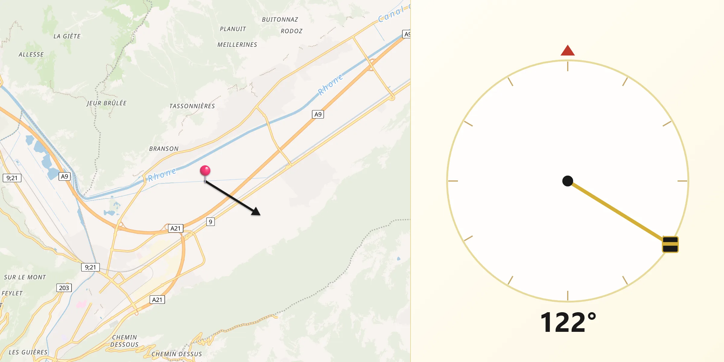 Direzione della Qibla da Martigny