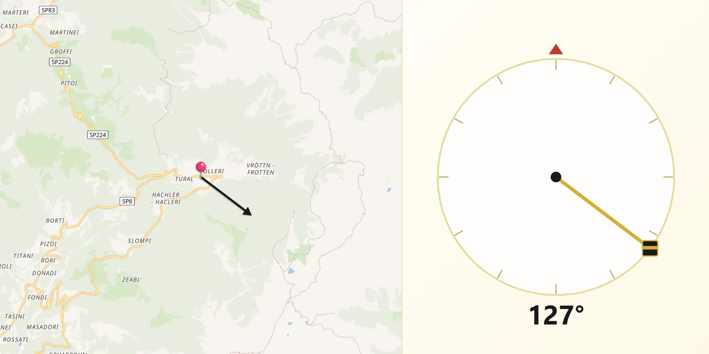 Direzione della Qibla da Palù del Fersina