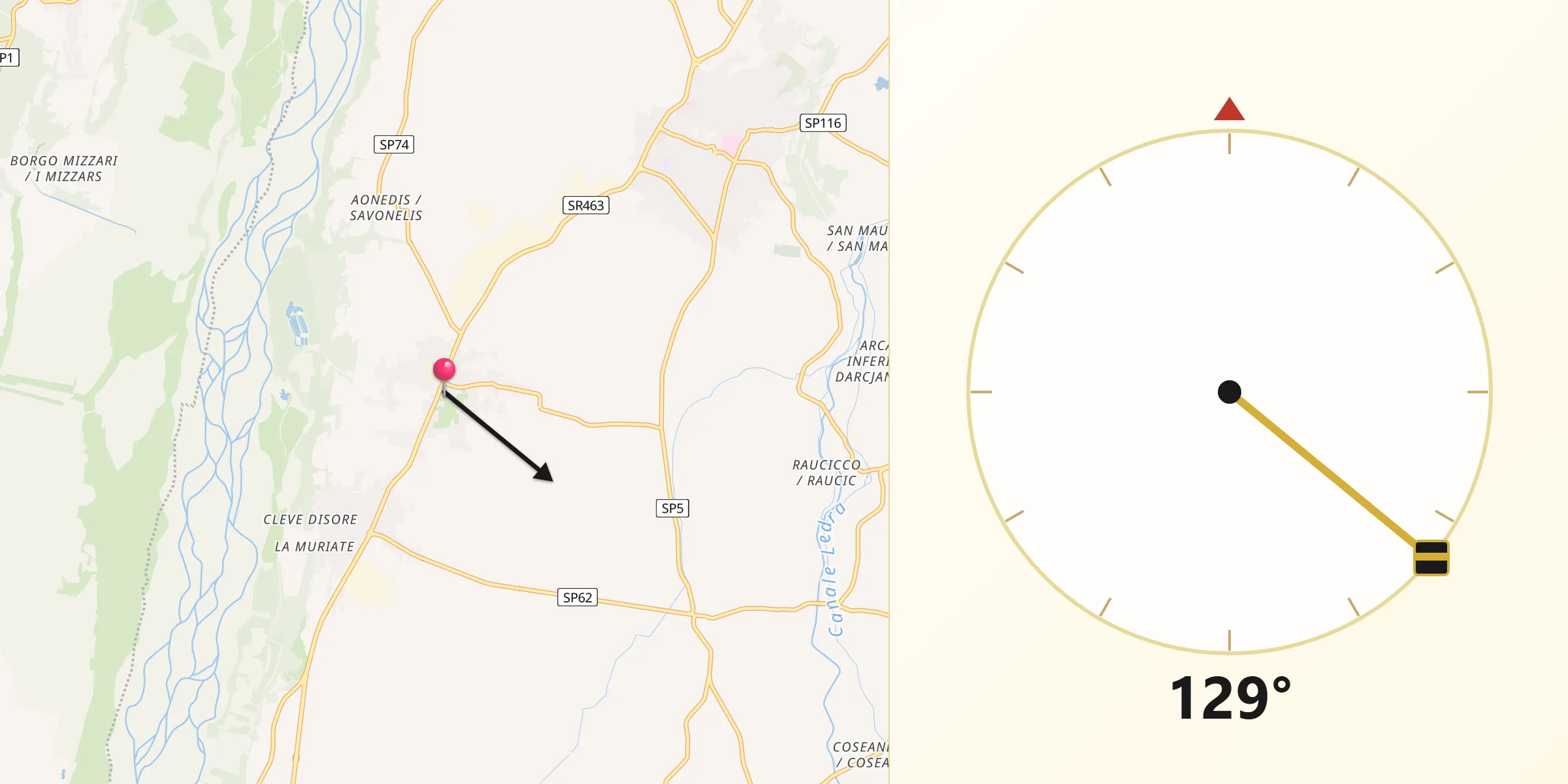 Direzione della Qibla da Villanova